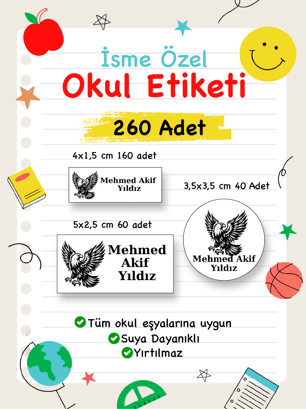 İsme Özel Okul Etiketi-5