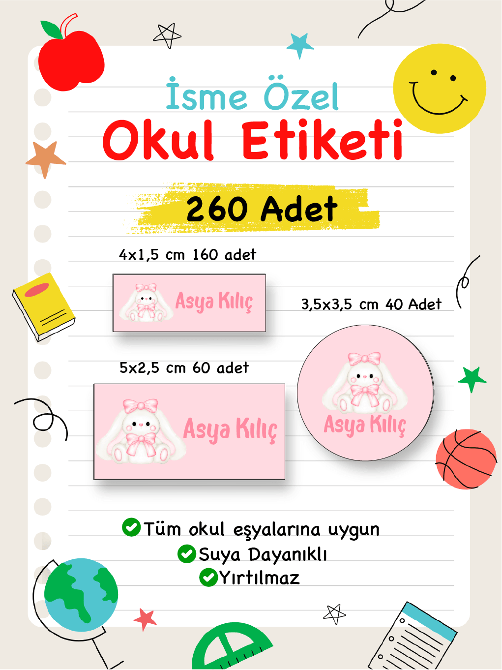 İsme Özel Okul Etiketi-67