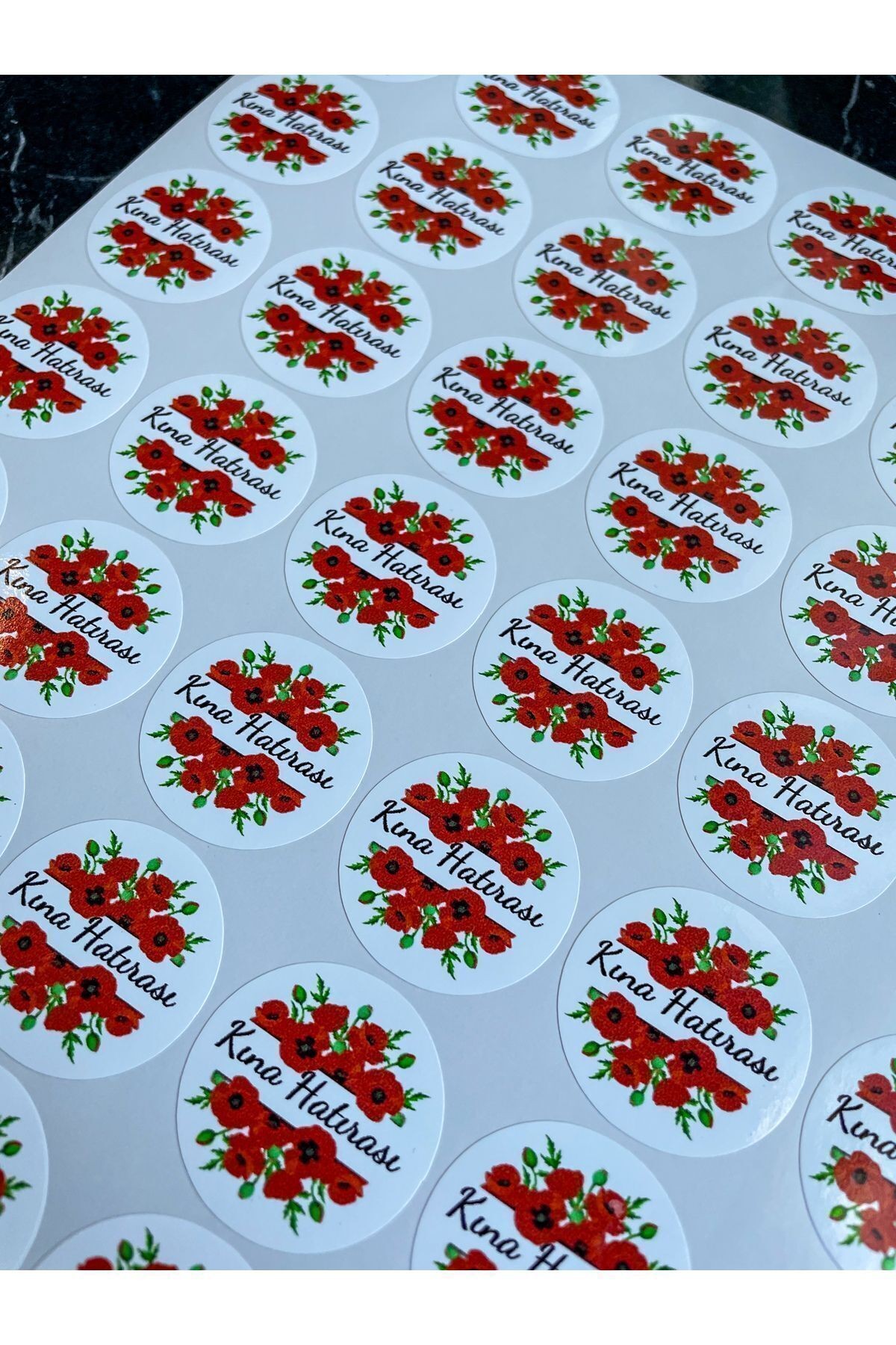 Kına Hatırası Sticker 54 Adet 3,5 Cm Opak Sticker (İSİMSİZ) Kına Hediyeliği Hediye Etiketi