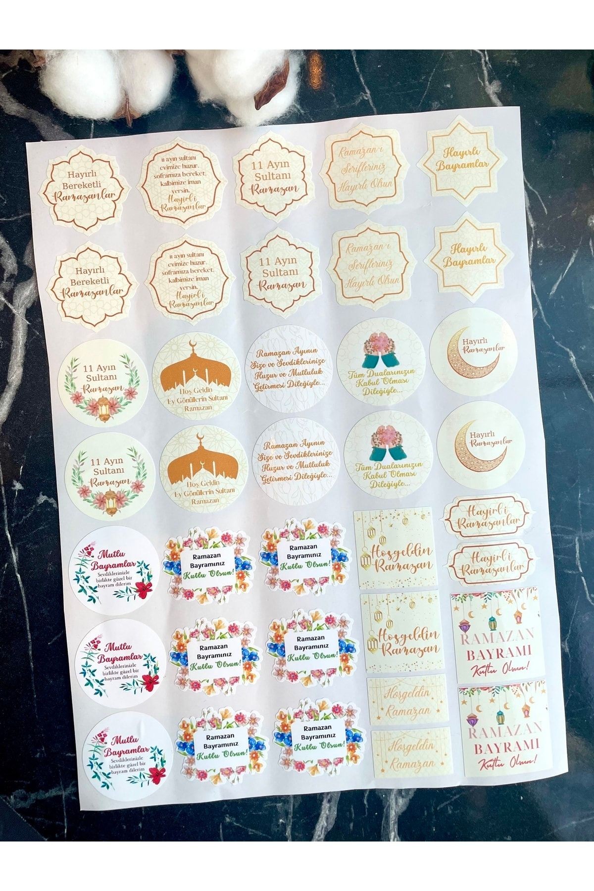 Ramazan Sticker Seti 37 Adet 4-5 Cm Ölçülerinde Yapışkanlı Etiket, Ramazan Ve Bayram Teması