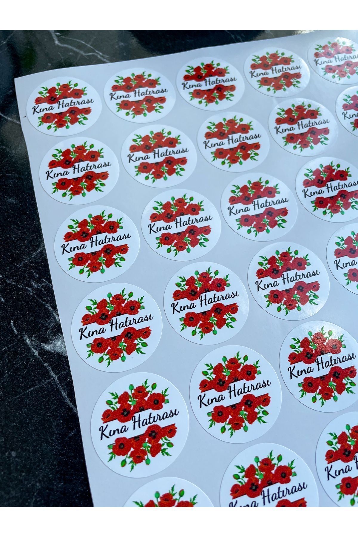 Kına Hatırası Sticker 54 Adet 3,5 Cm Opak Sticker (İSİMSİZ) Kına Hediyeliği Hediye Etiketi