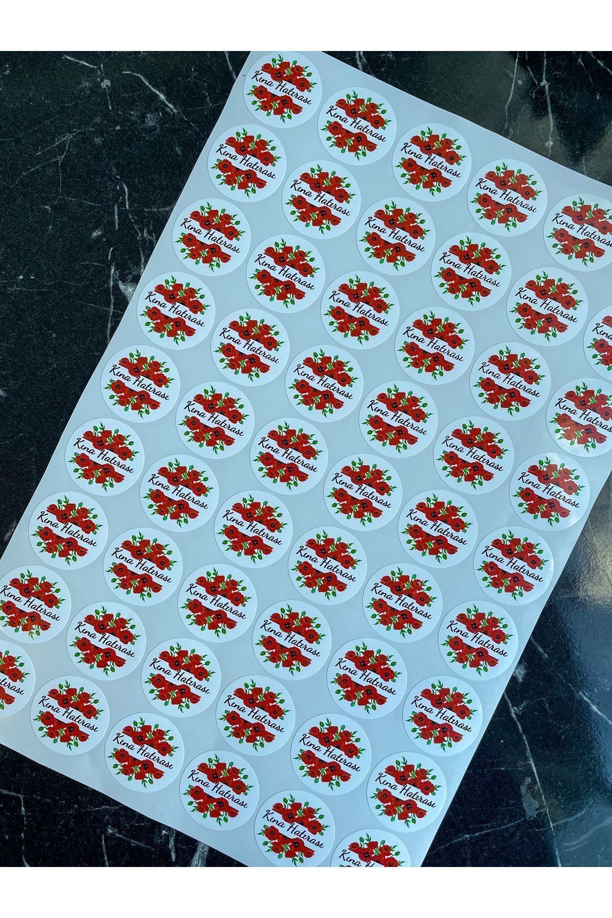 Kına Hatırası Sticker 54 Adet 3,5 Cm Opak Sticker (İSİMSİZ) Kına Hediyeliği Hediye Etiketi