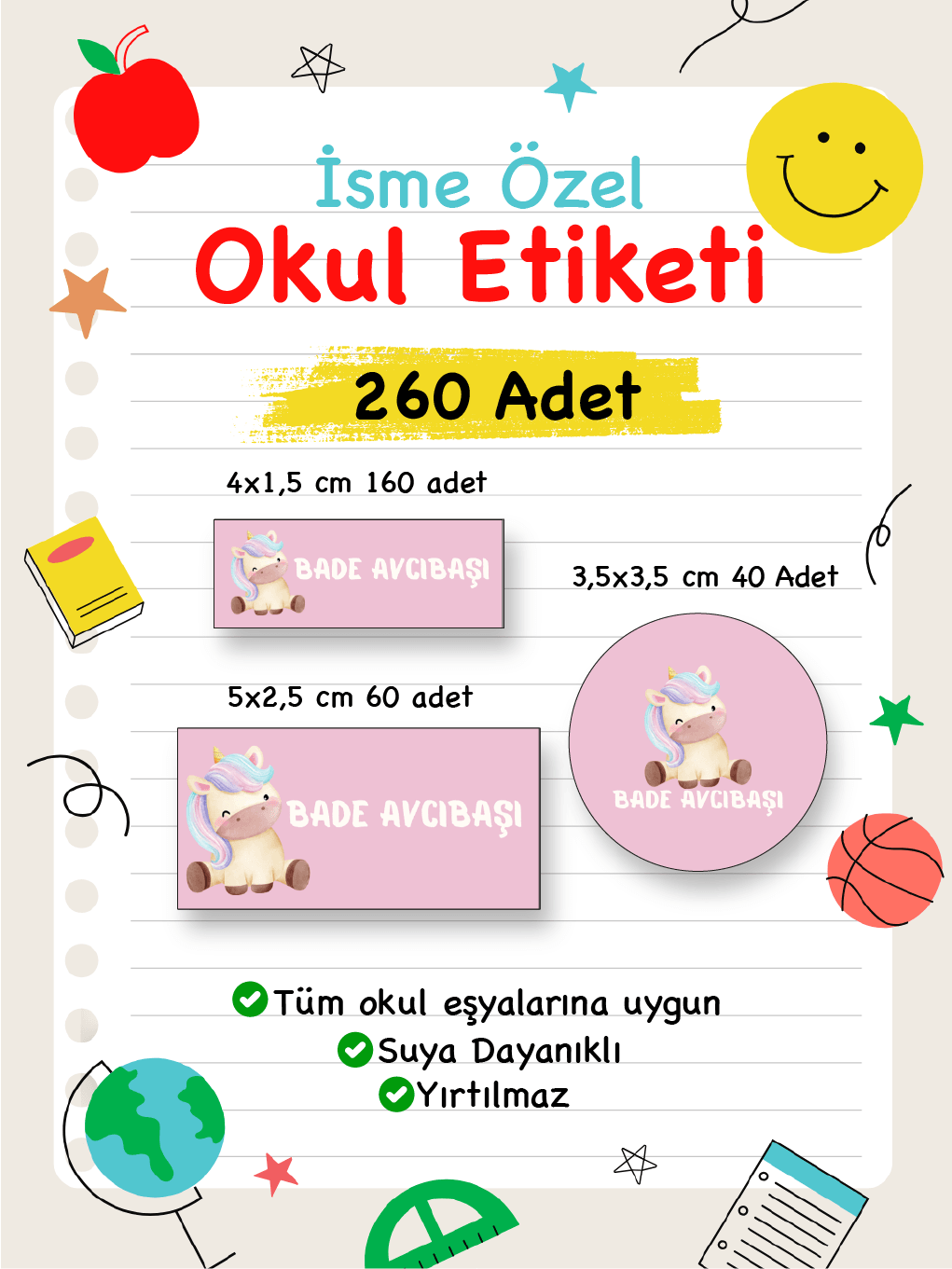 İsme Özel Okul Etiketi-40