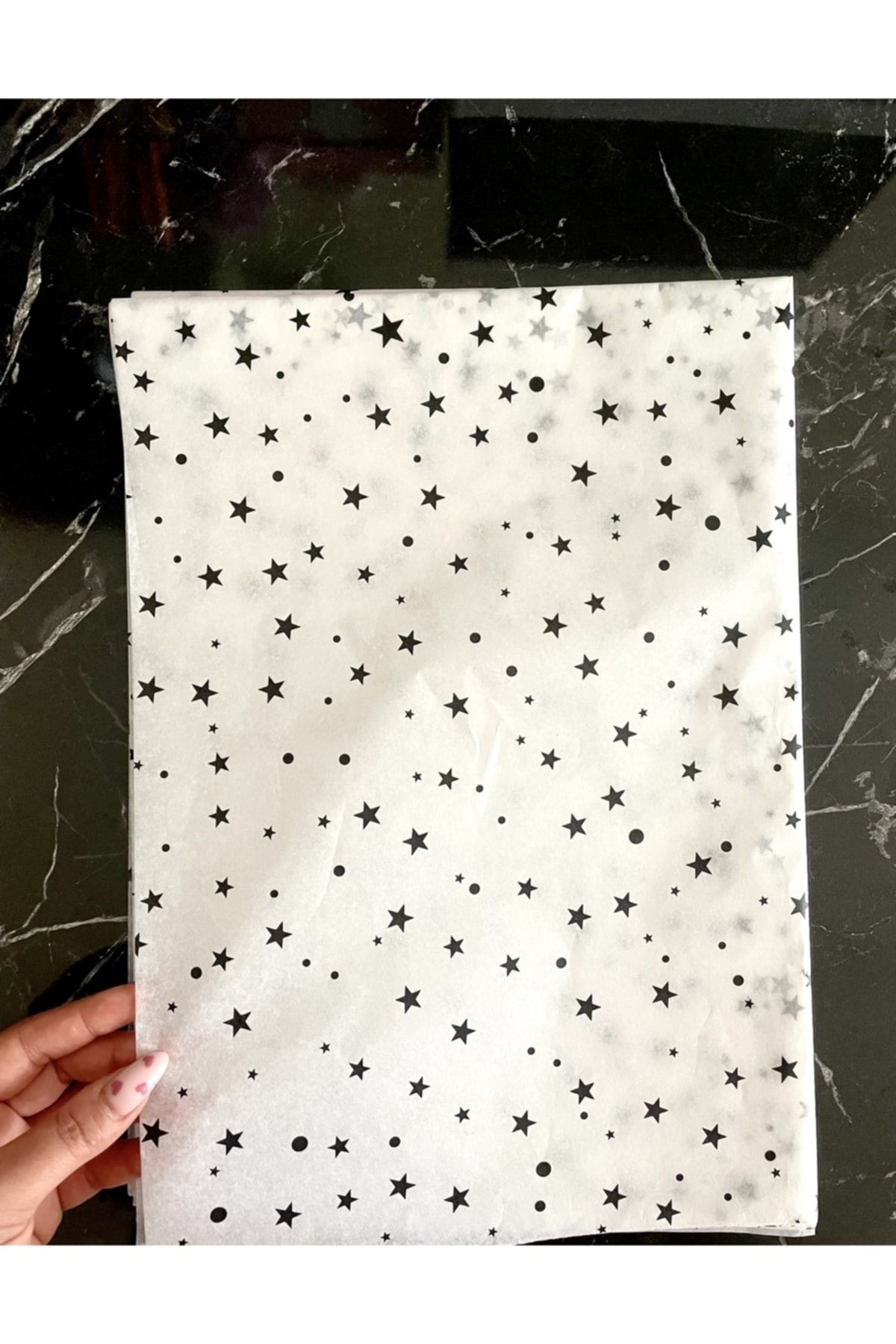 Pelur Kağıdı 50x70 Cm 10 Adet Benekli Yıldız Baskılı Pelur Kağıdı Yılbaşı Hediye Paketi