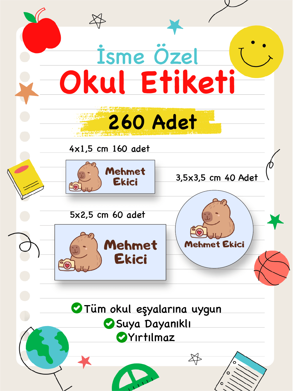 İsme Özel Okul Etiketi-106
