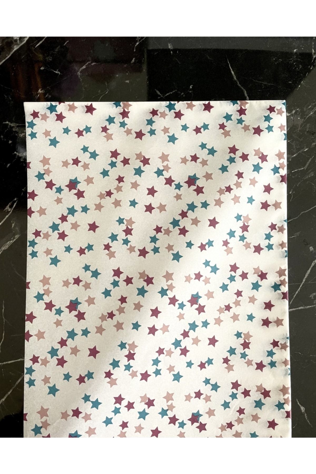 Pelur Kağıdı 50x70 Cm 10 Adet Renkli Yıldız Baskılı Pelur Kağıdı Sevgililer Günü Hediye Paketii