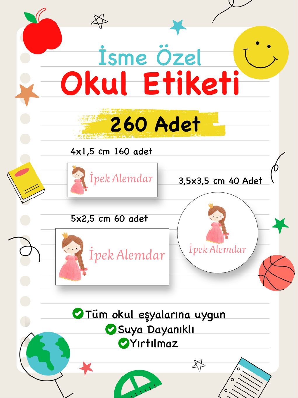 İsme Özel Okul Etiketi-48