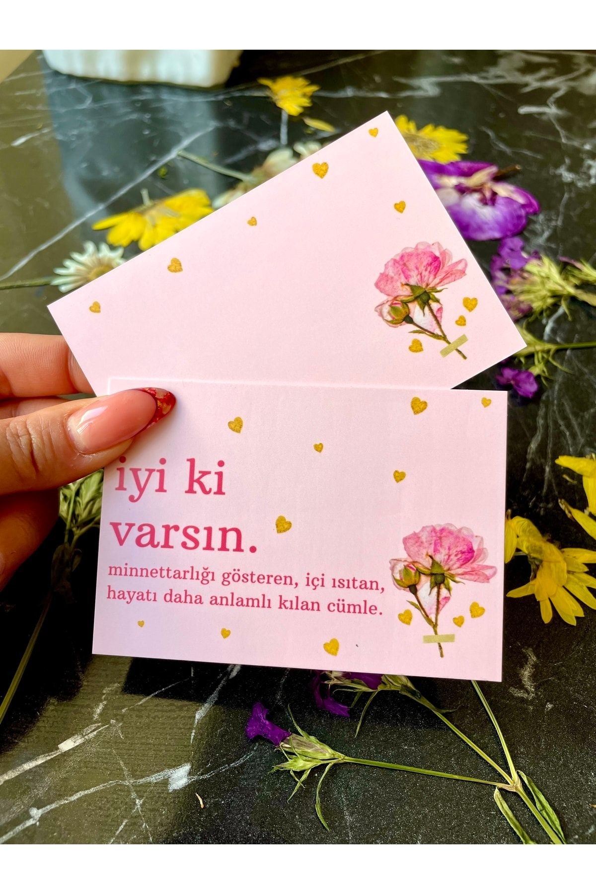 Sevgililer Günü Serisi 10x7 Cm 20 Adet Not Kartı ‘iyi Ki Varsın’ Teşekkür Kartı, Hediye Kartı