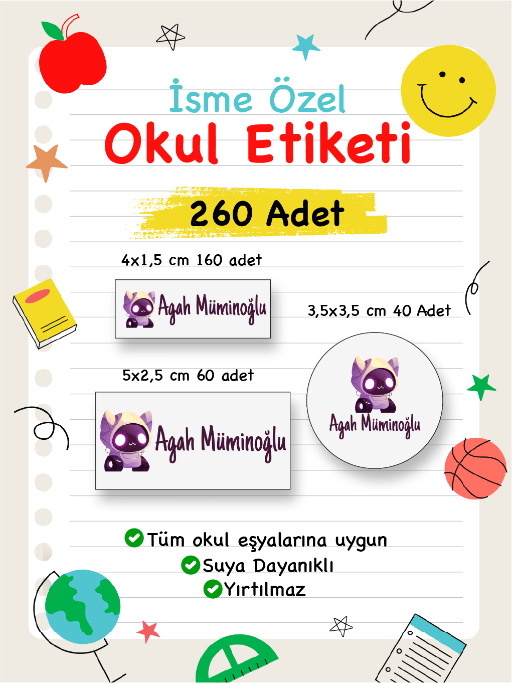 İsme Özel Okul Etiketi-19