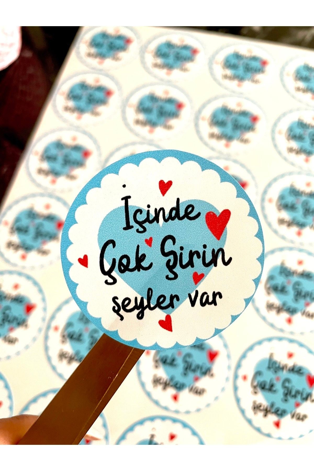 Sticker “içinde Çok Şirin Şeyler Var” Mavi Tasarım 5 Cm 24 Adet