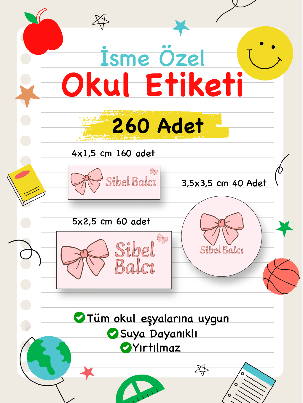 İsme Özel Okul Etiketi-118