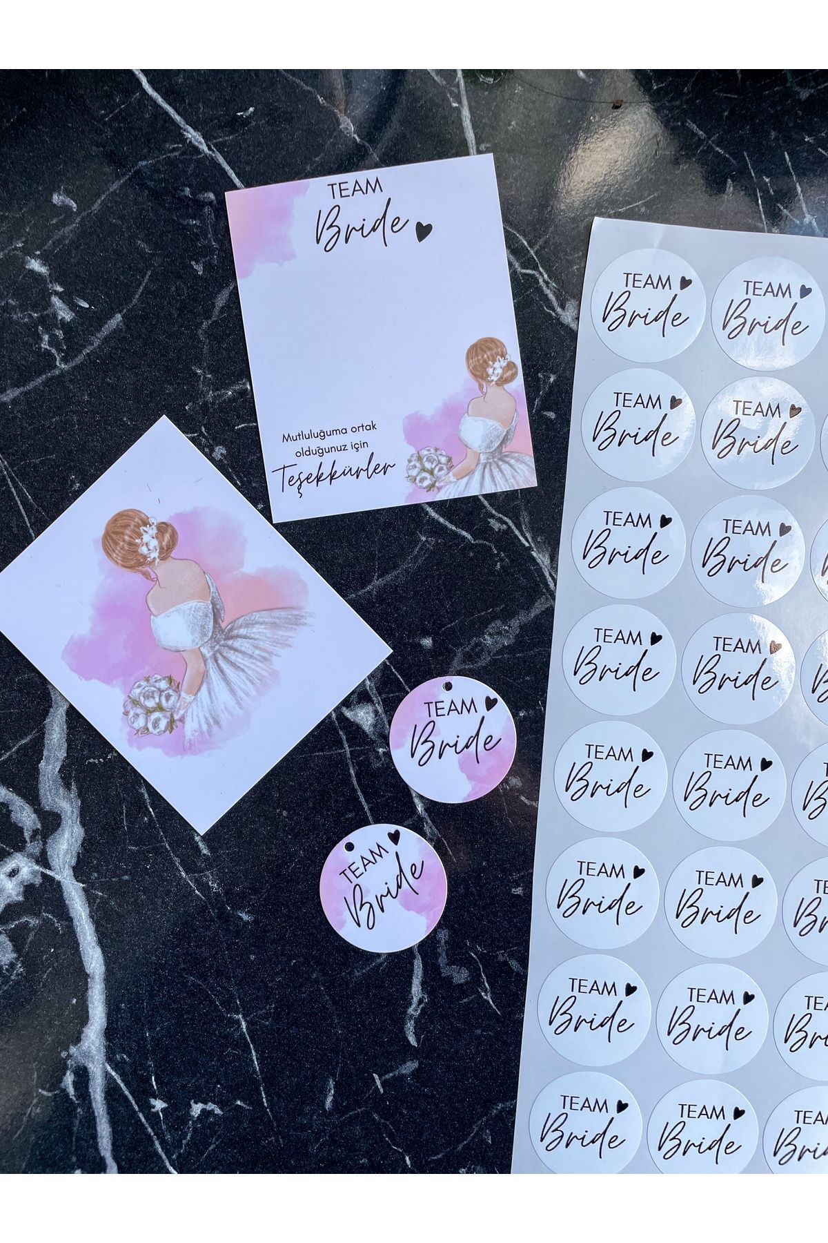 team bride delikli etiket 30adet 4 cm (İSİMSİZ)  hediyelik etiket bekarlığa veda hediyeliği