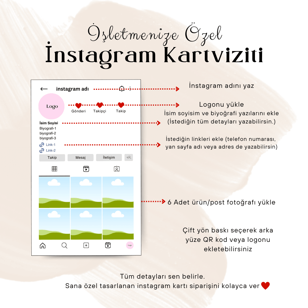 Logolu İnstagram Kartviziti-100 Adet