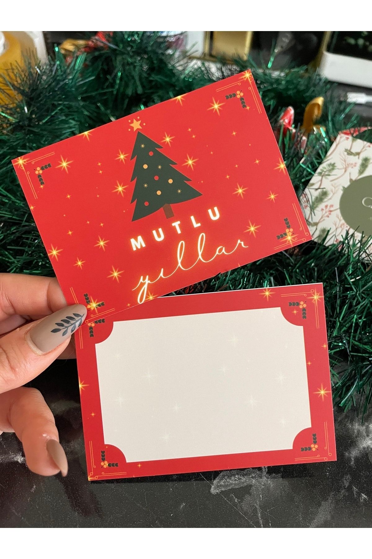 Yılbaşı Serisi 10x7 Cm 20 Adet Çift Yön Teşekkür/not Kartı Mutlu Yıllar