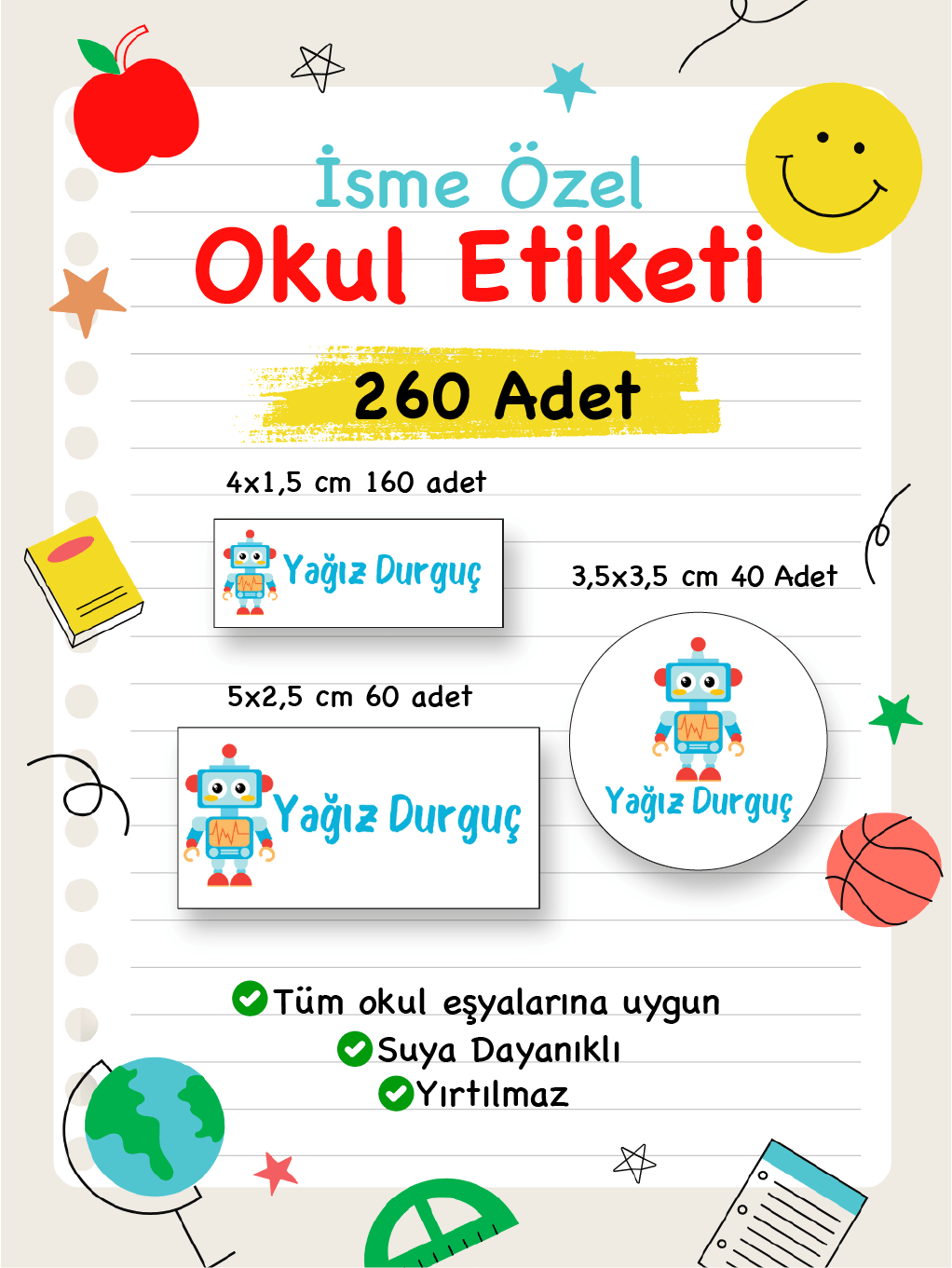 İsme Özel Okul Etiketi-49