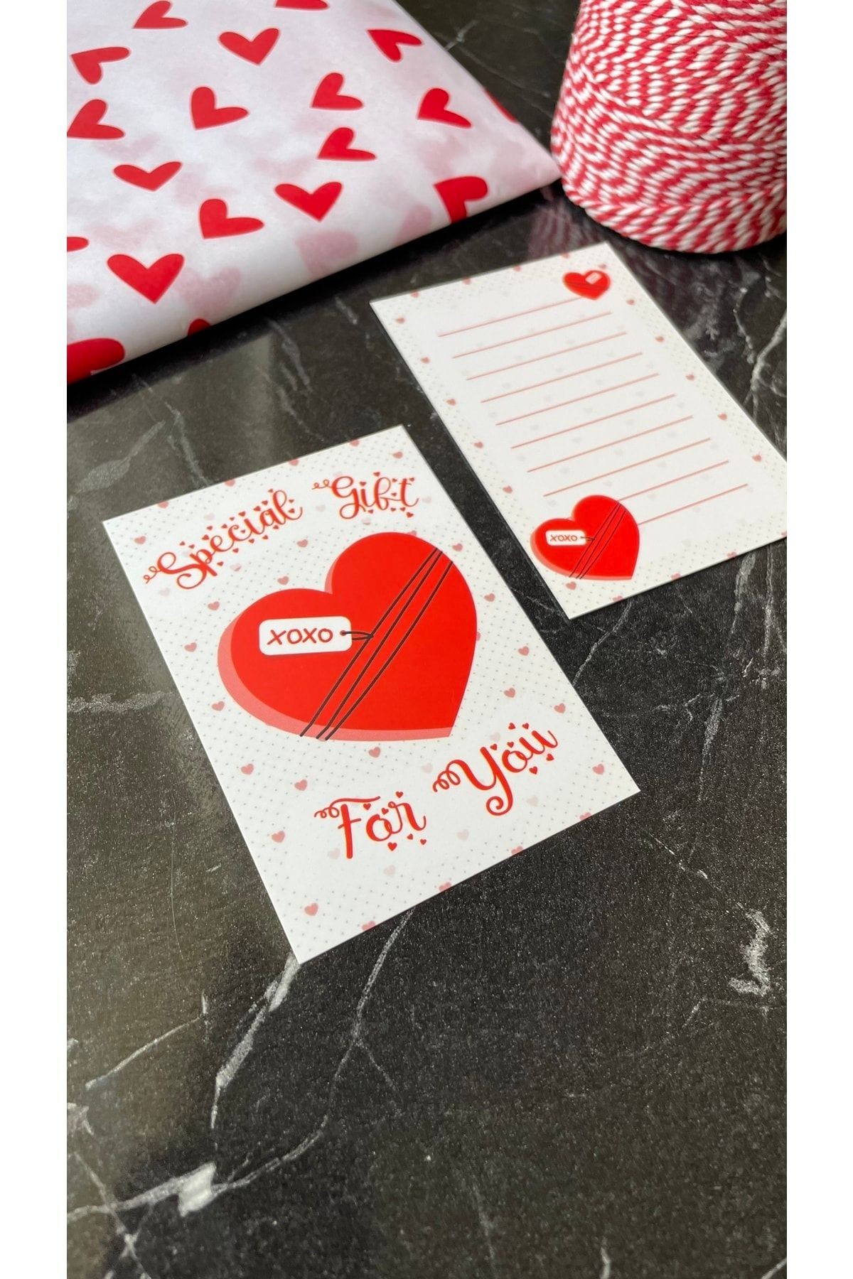 Sevgililer Günü Serisi 10x7 Cm 20 Adet Not/ Teşekkür Kartı Special Gift For You Not Yazma Bölmeli