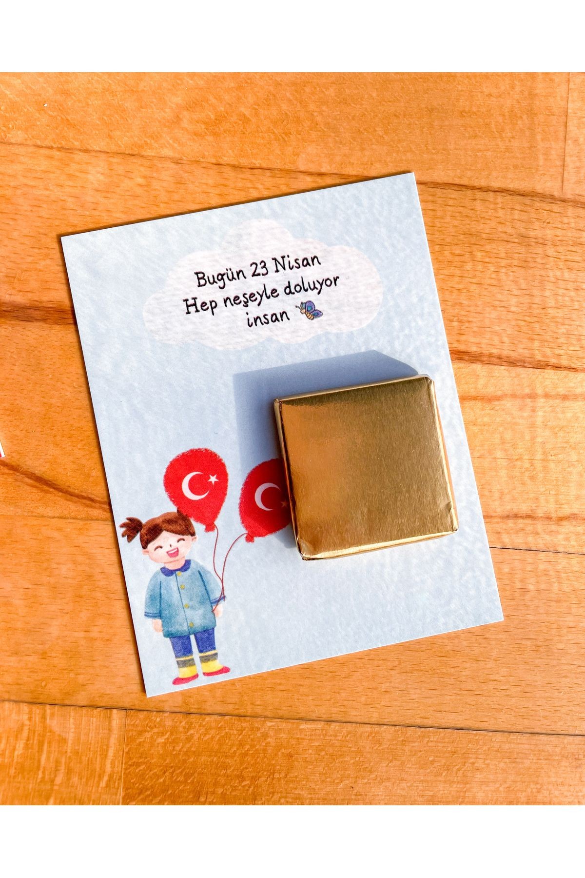 23 Nisan bileklik kartı 10x8 cm 20 adet (BİLEKLİKSİZ) hediye tebrik kartı, not kartı, kutlama kartı