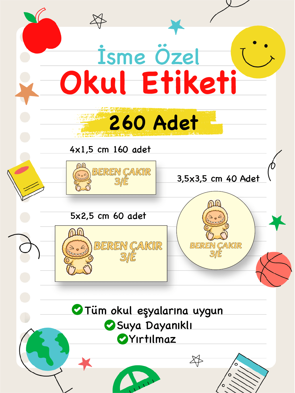 İsme Özel Okul Etiketi-114