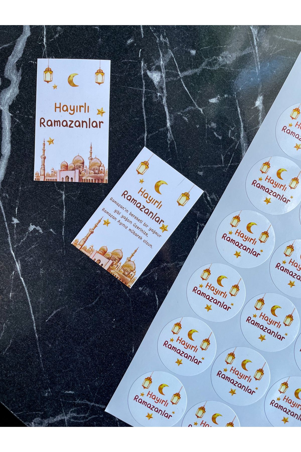 Ramazan Sticker 40 Adet 4 Cm Sticker Hayırlı Ramazanlar Yapışkanlı Etiket Opak Hediye Etiketi