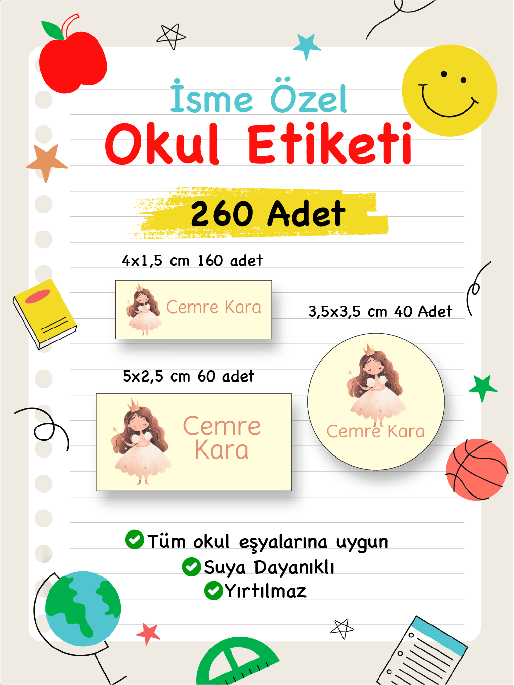 İsme Özel Okul Etiketi-103
