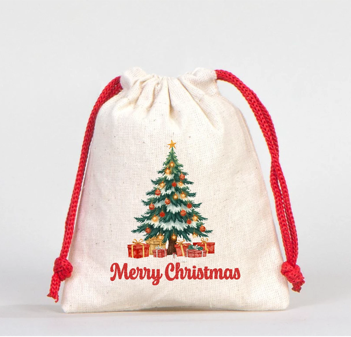 Yılbaşı Baskılı Kese 1 Adet büzgülü kumaş kese hediye kesesi - Model-10