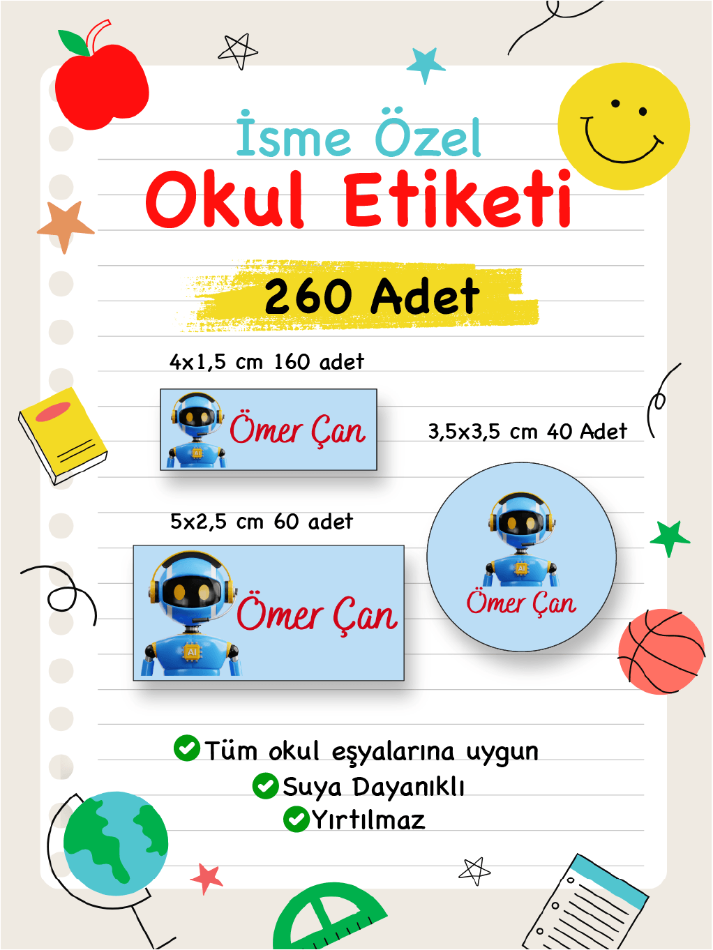 İsme Özel Okul Etiketi-34