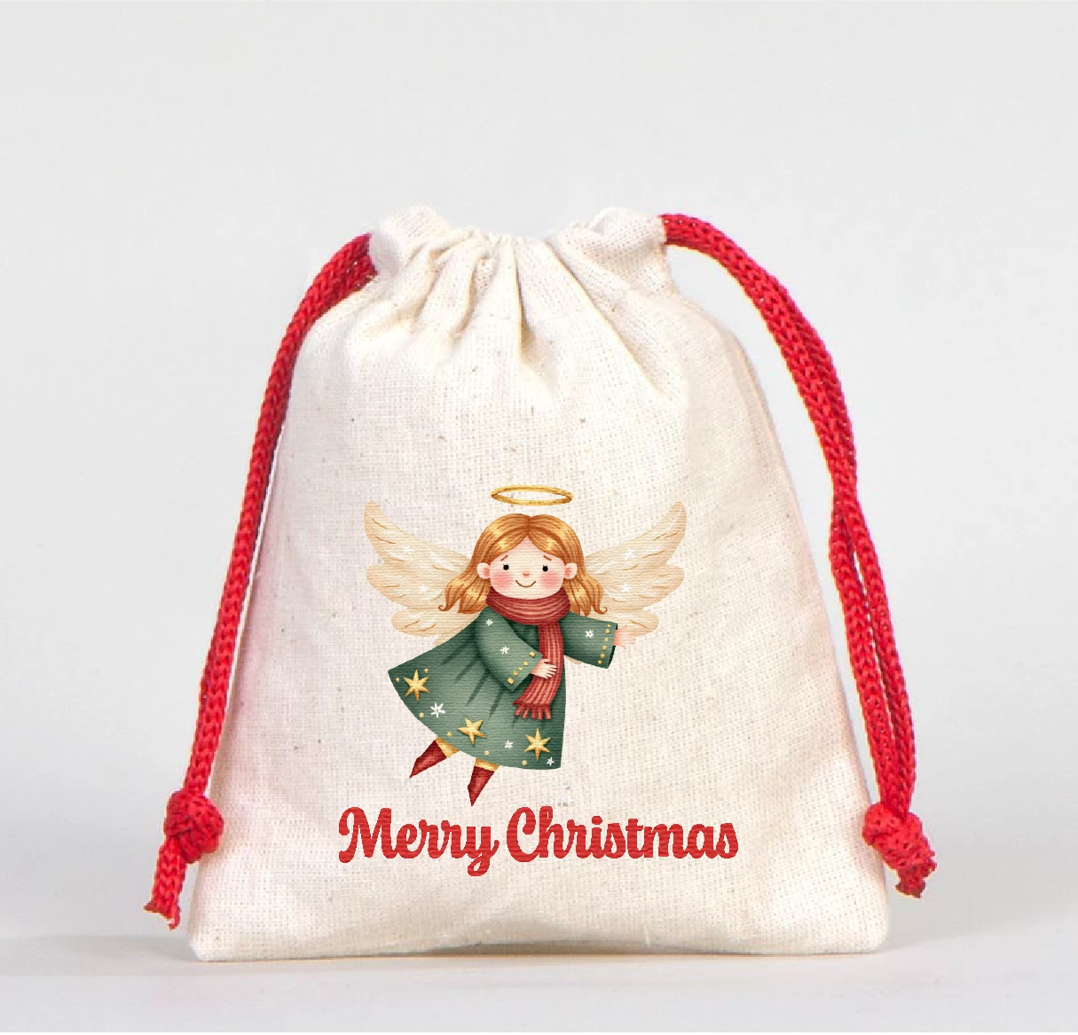 Yılbaşı Baskılı Kese 1 Adet büzgülü kumaş kese hediye kesesi - Model-9