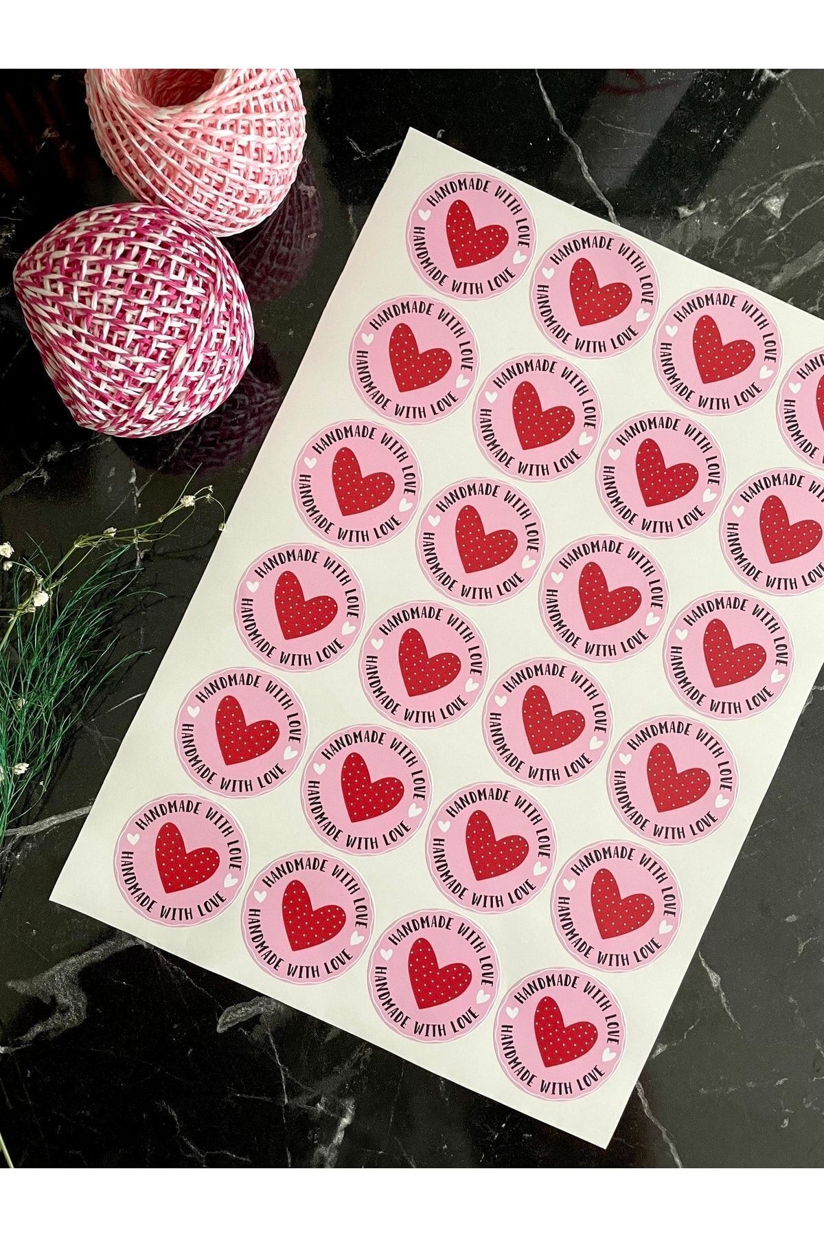 Sticker “handmade With Love” 5 Cm 24 Adet