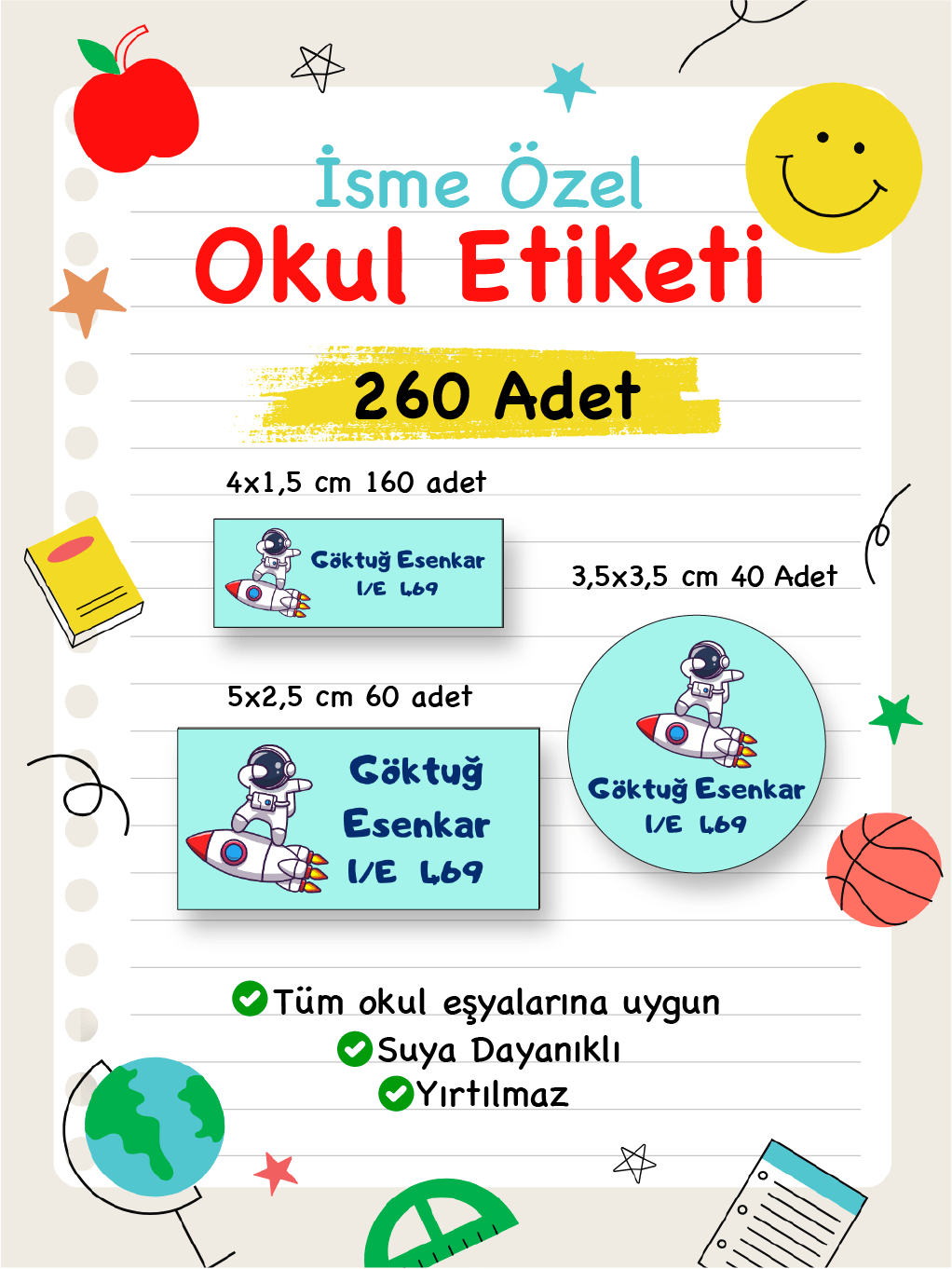 İsme Özel Okul Etiketi-95