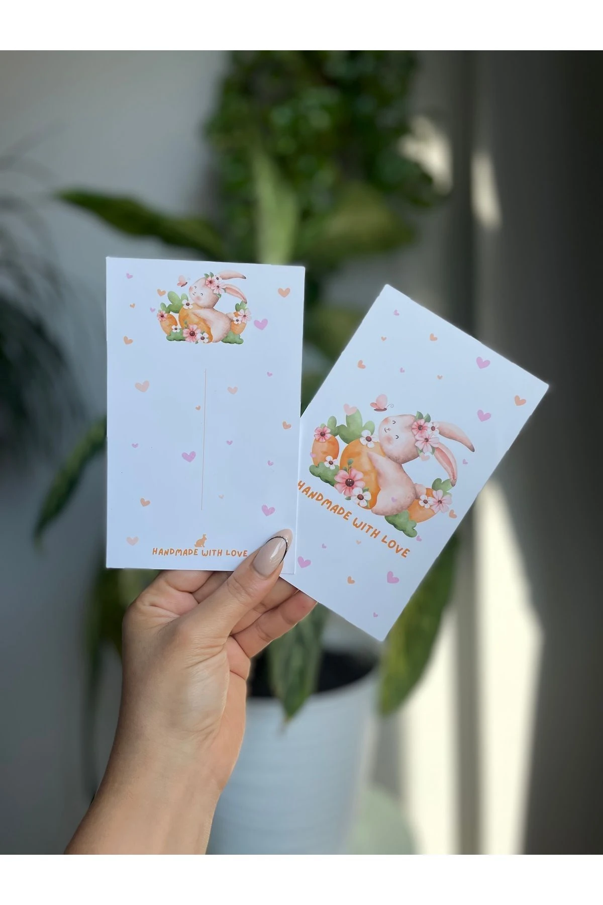 Toka Kartı 9,5x15 cm Cm 20 Adet tavşan Toka Kartı, not kartı bileklik kartı takı kartı