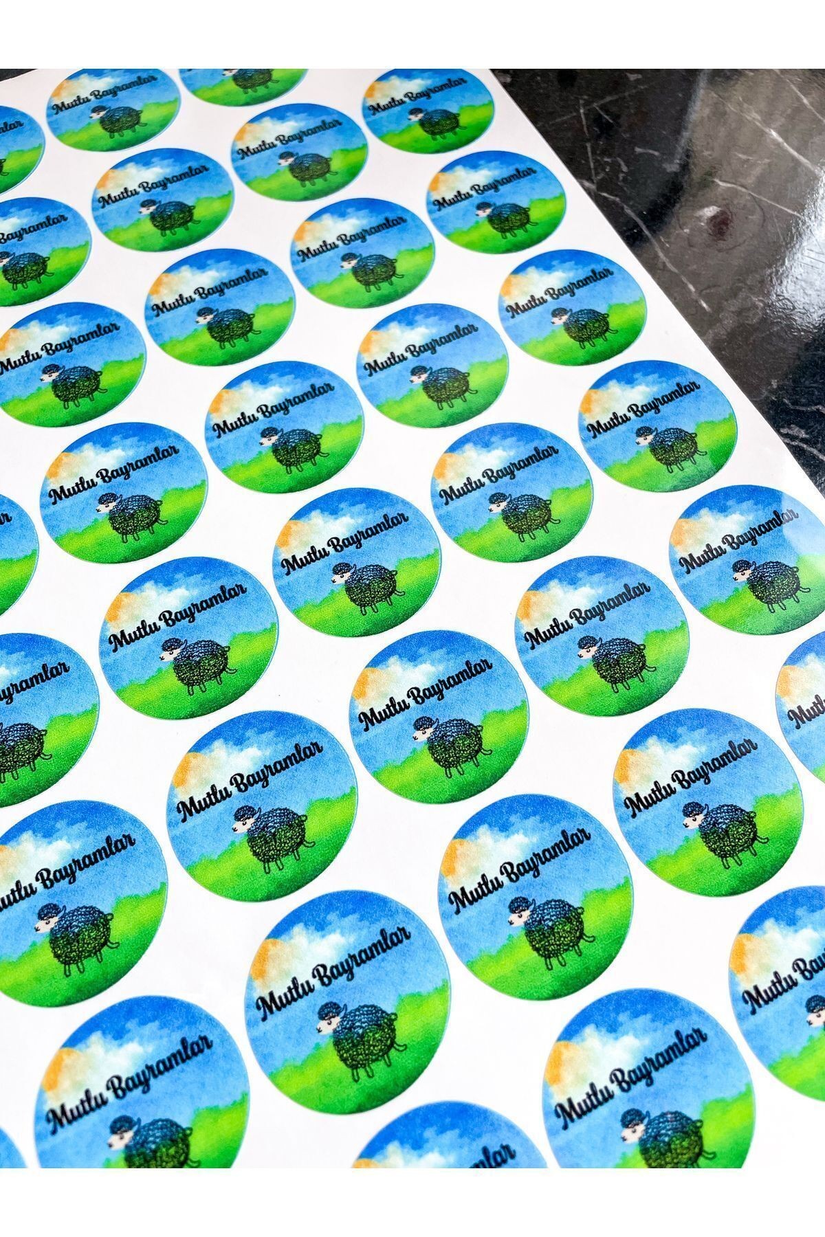 mutlu bayramlar sticker 54 adet 3,5 cm bayram stickerı, hediyelik sticker, kurban bayramı