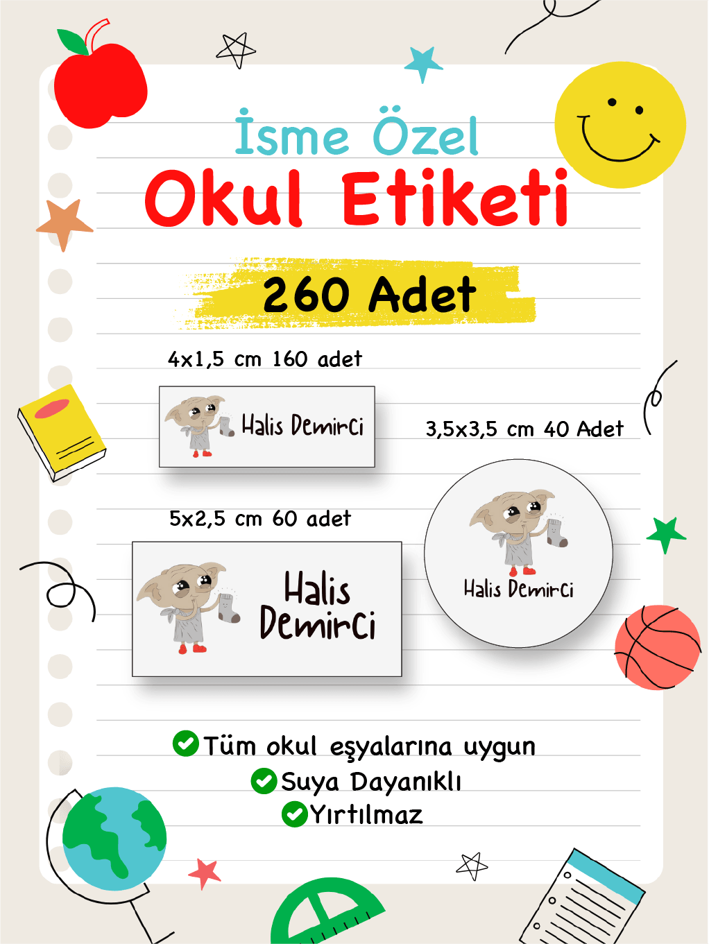 İsme Özel Okul Etiketi-110
