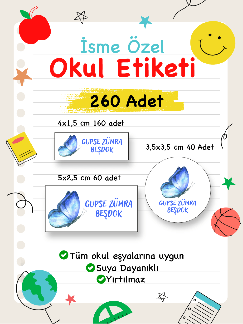 İsme Özel Okul Etiketi-85