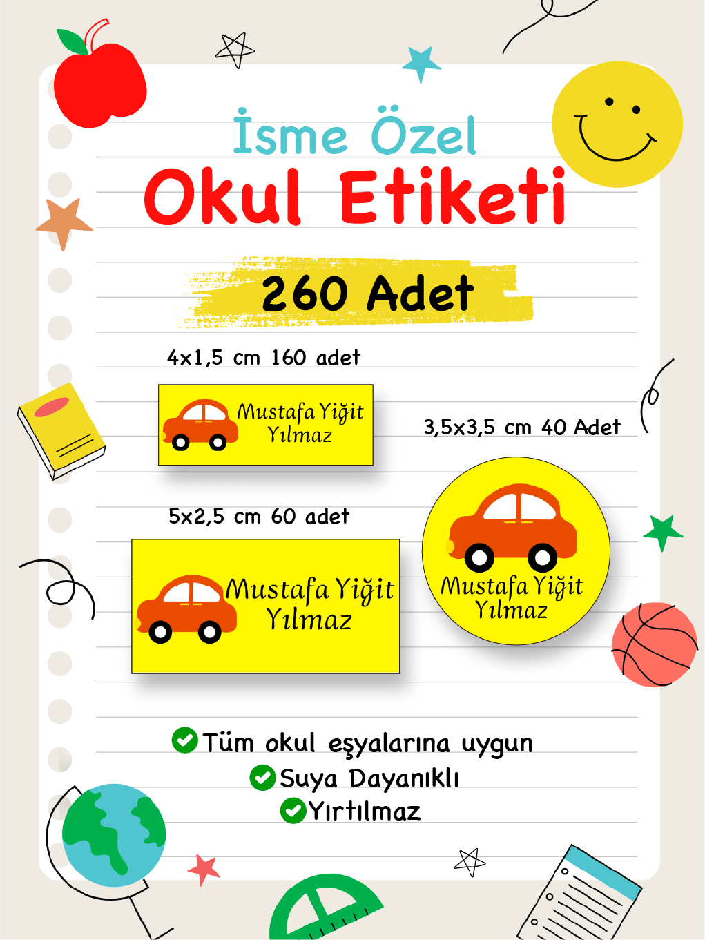 İsme Özel Okul Etiketi-36