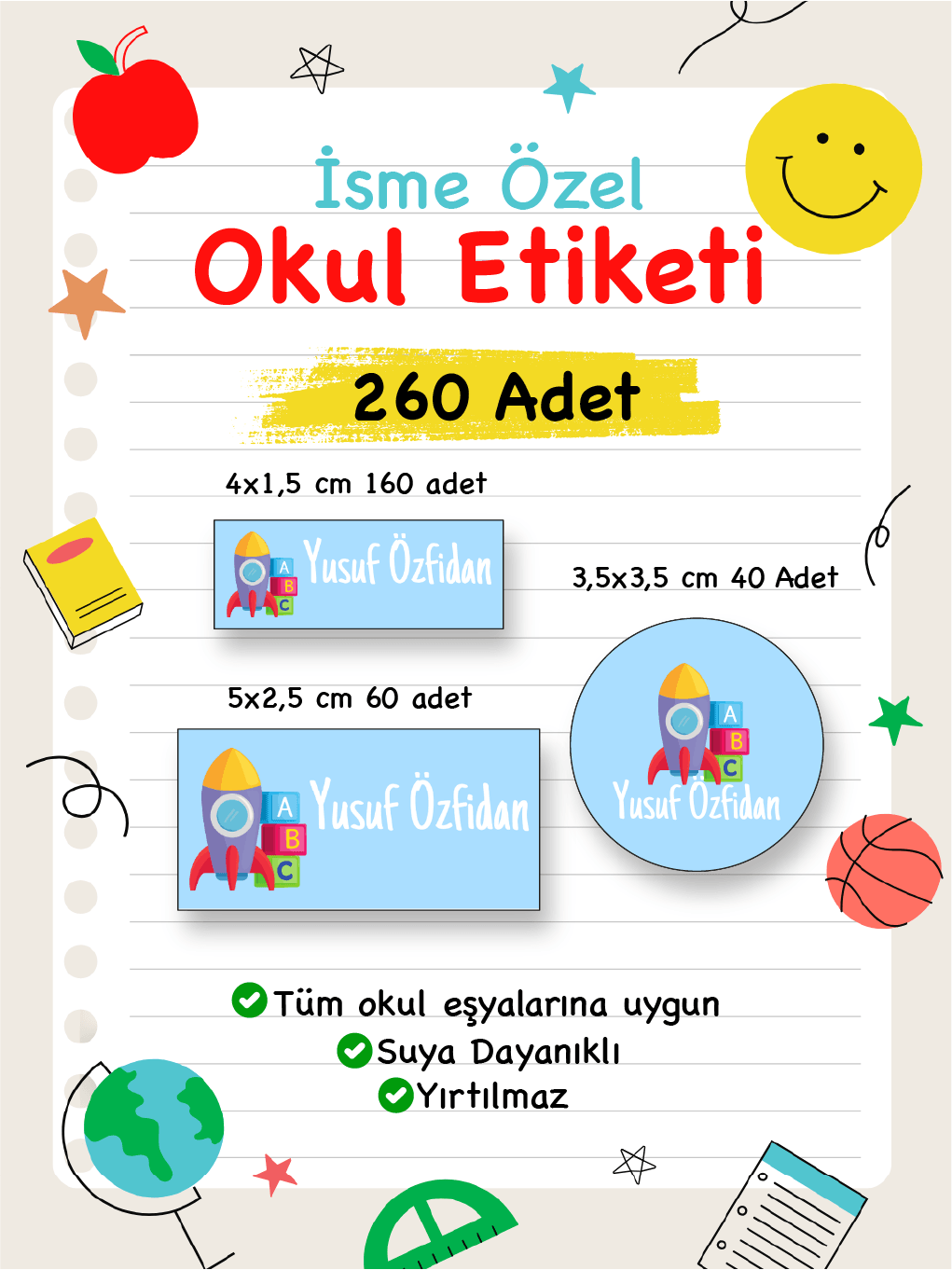 İsme Özel Okul Etiketi-17