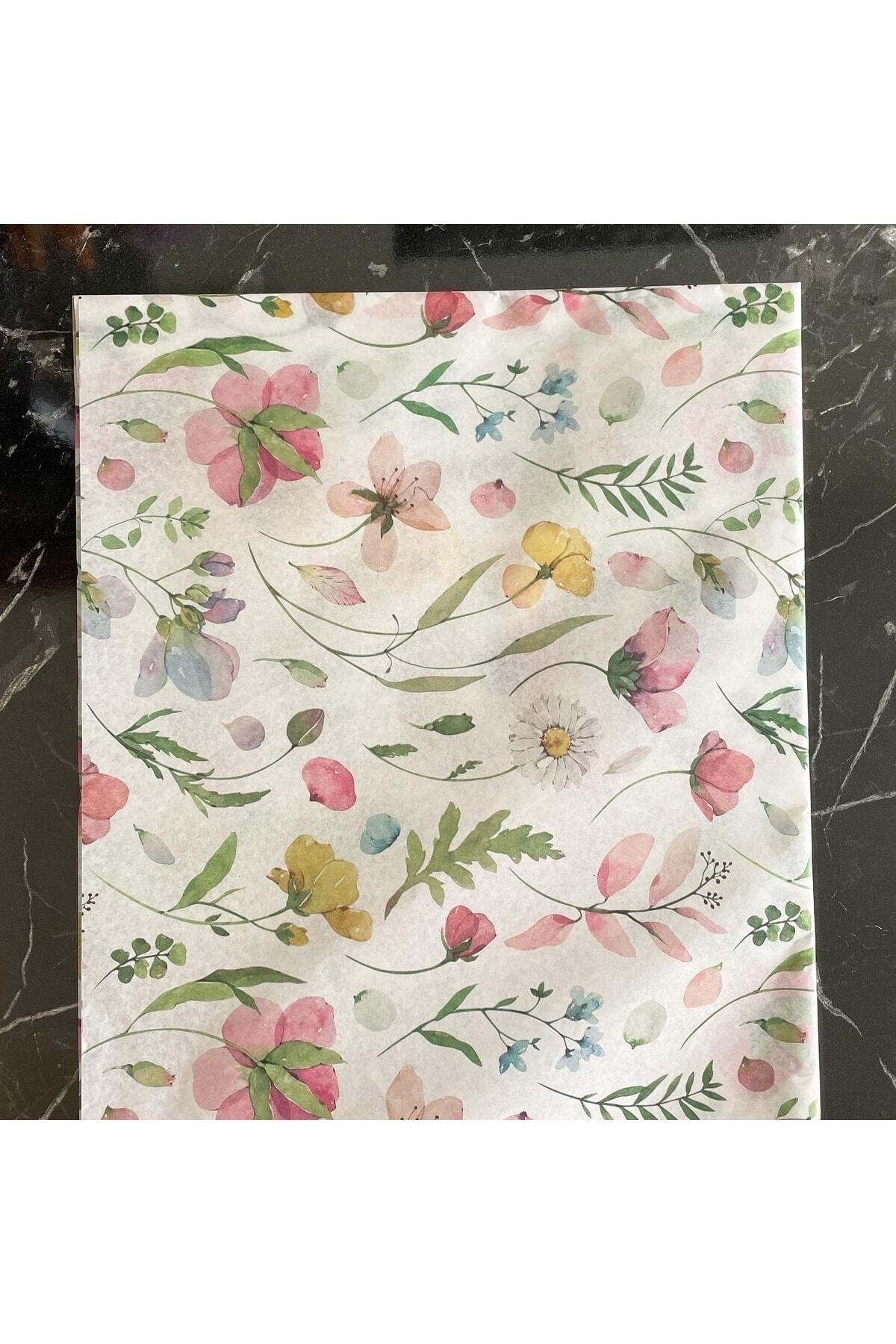 Pelur Kağıdı 50x70 Cm 10 Adet Çiçek Desenli Pelur Kağıdı Sevgililer Günü Hediye Paketi