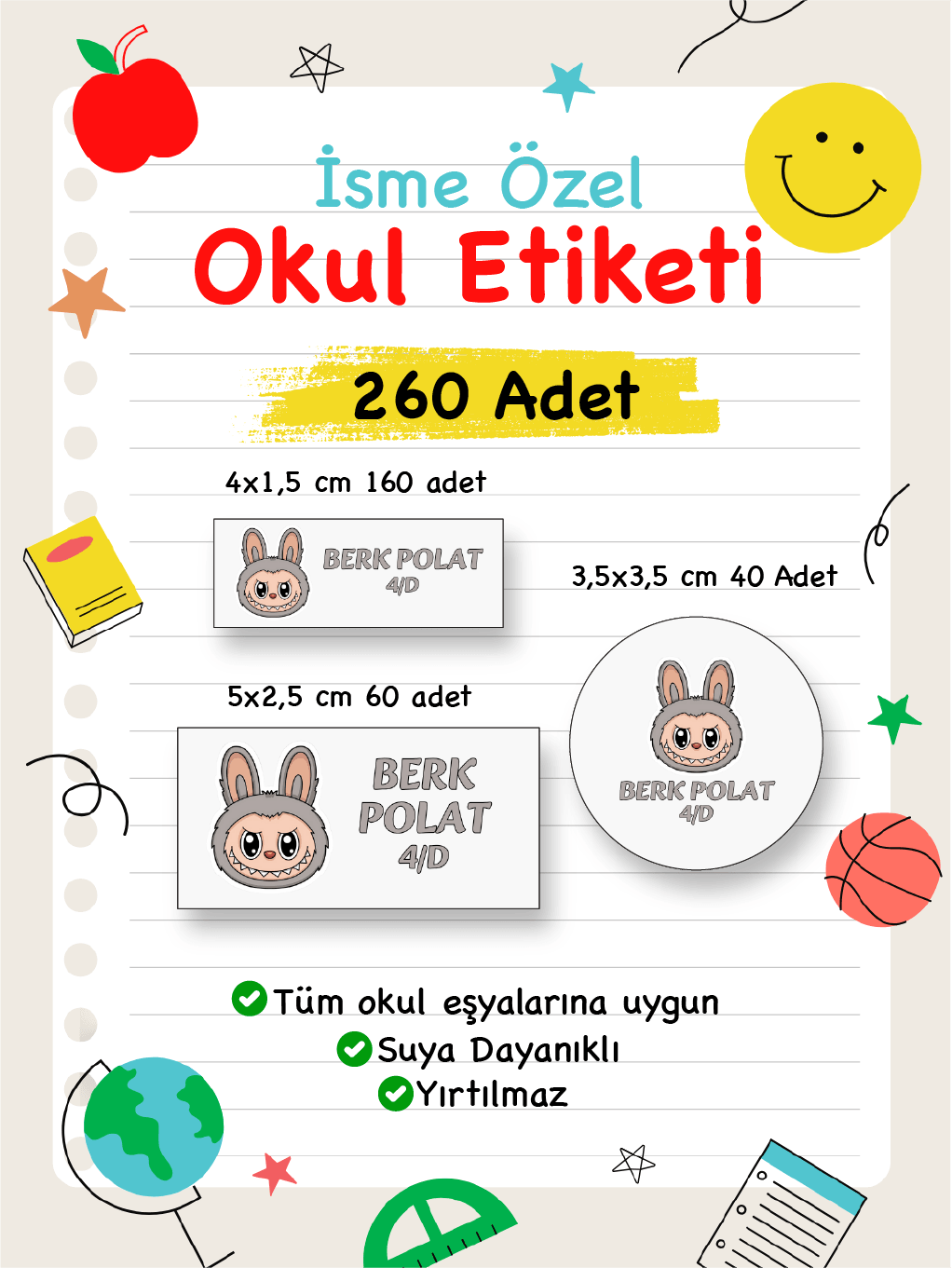 İsme Özel Okul Etiketi-113
