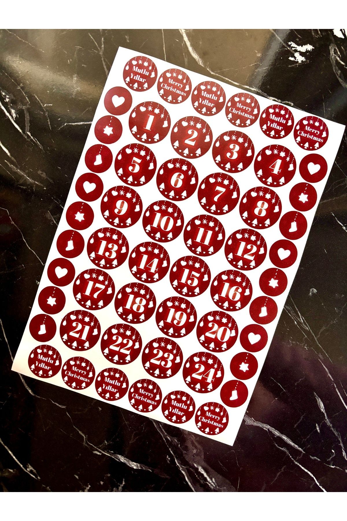 Yılbaşı Advent Calendar Stickerı,24 Gün 54 Adet Yapışkanlı,geri Sayım Takvimi Etiketi Hediye Takvimi