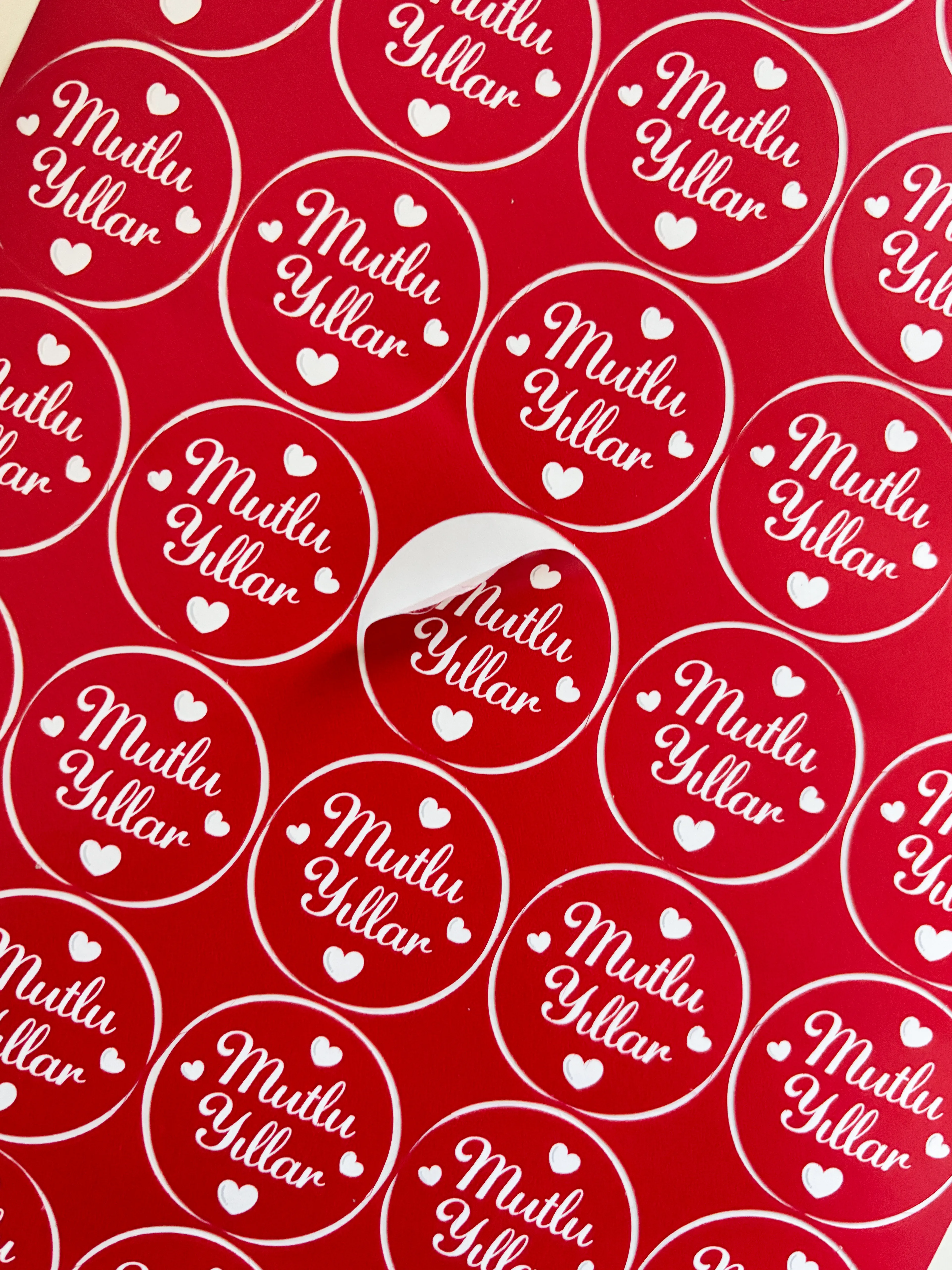 Opak Sticker 4 Cm 35 Adet Mutlu Yıllar, Yılbaşı Sticker, Yeni Yıl, Yapışkanlı Etiket