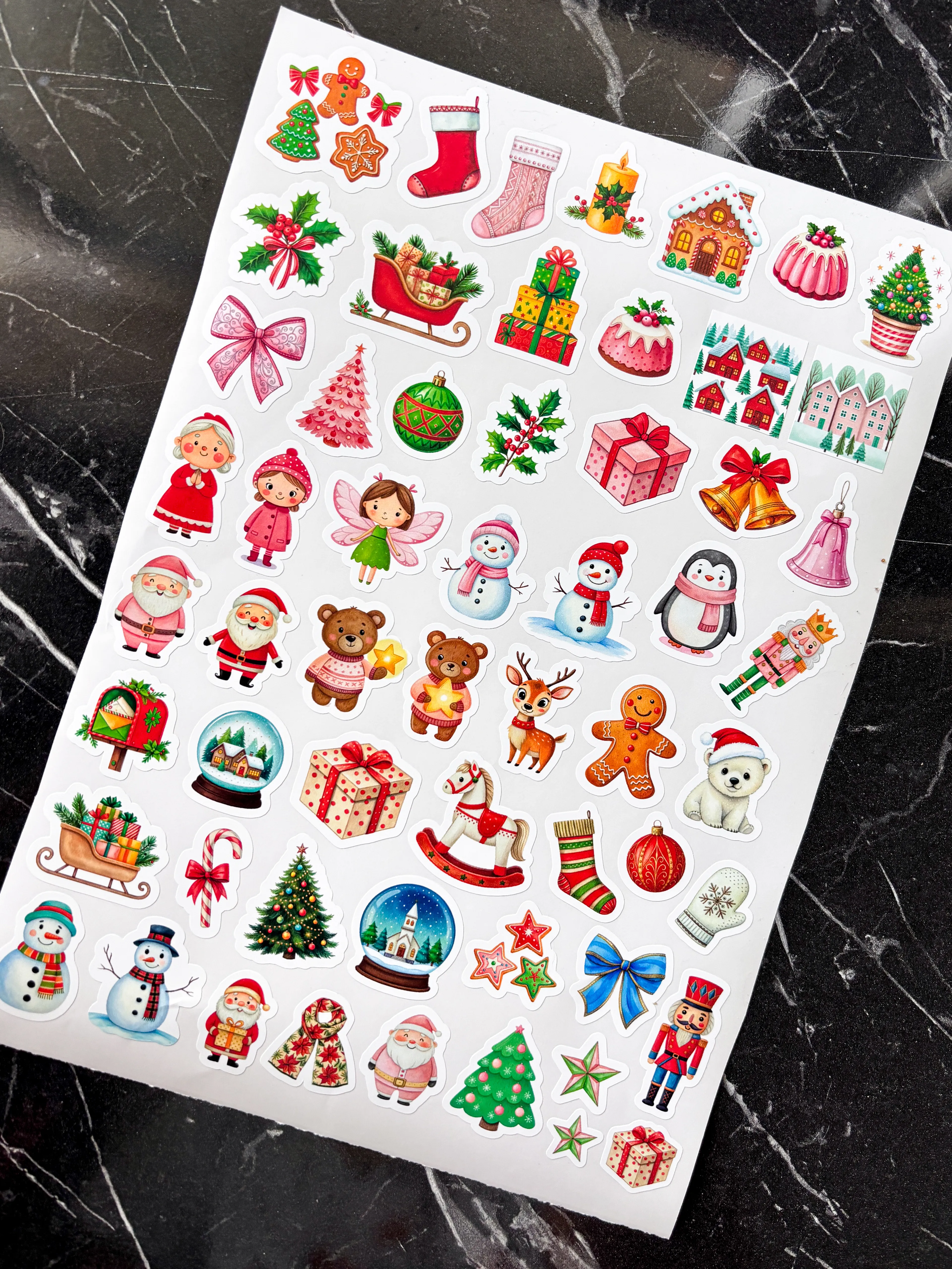 Yılbaşı özel kesim sticker ~3-6 cm 57 adet yeni yıl yapışkanlı etiket yılbaşı hediye