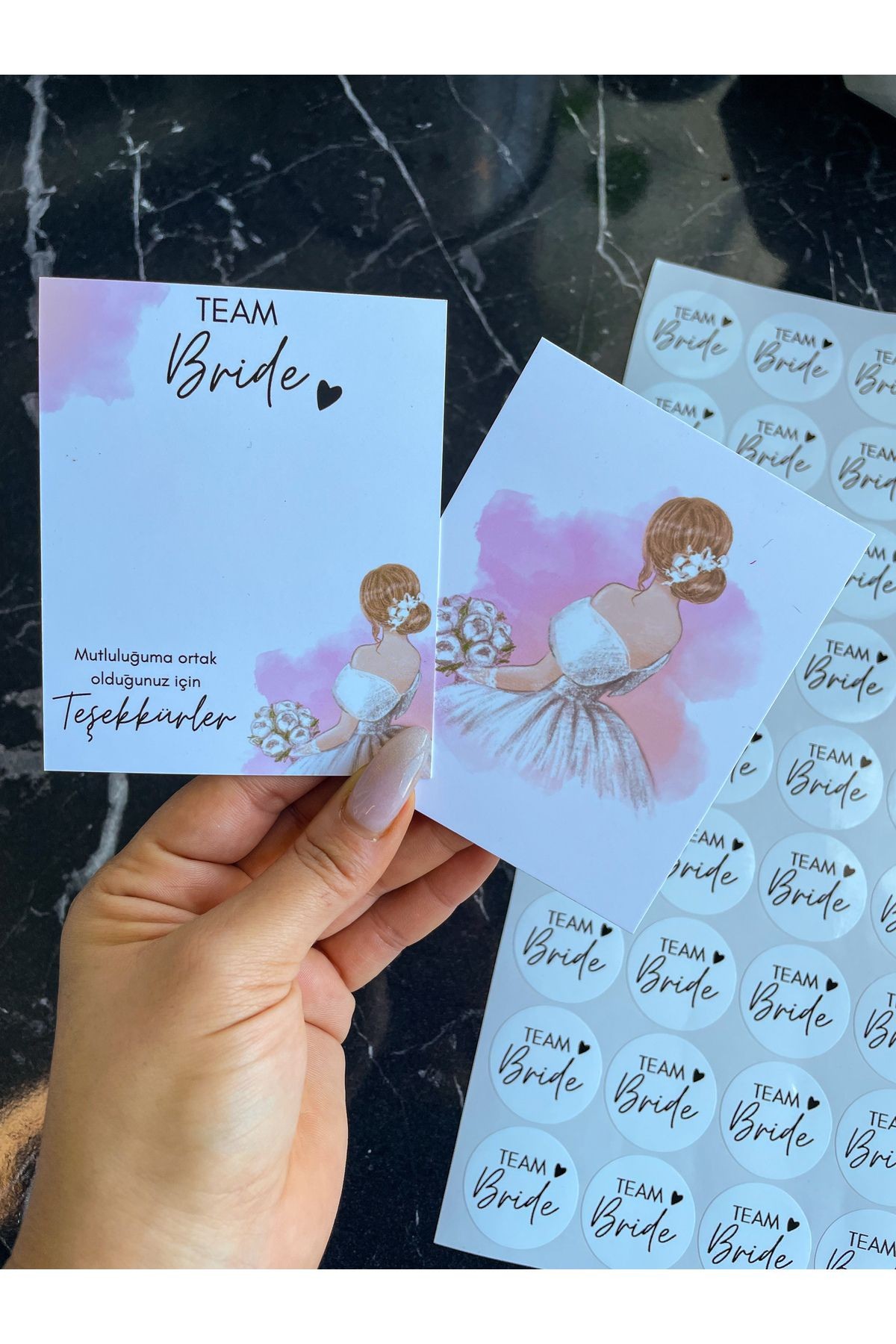 Team Bride Bileklik Kartı 20 Adet 10x8 Cm (BİLEKLİKSİZ) Hediye Kartı Şans Bilekliği Hediyelik