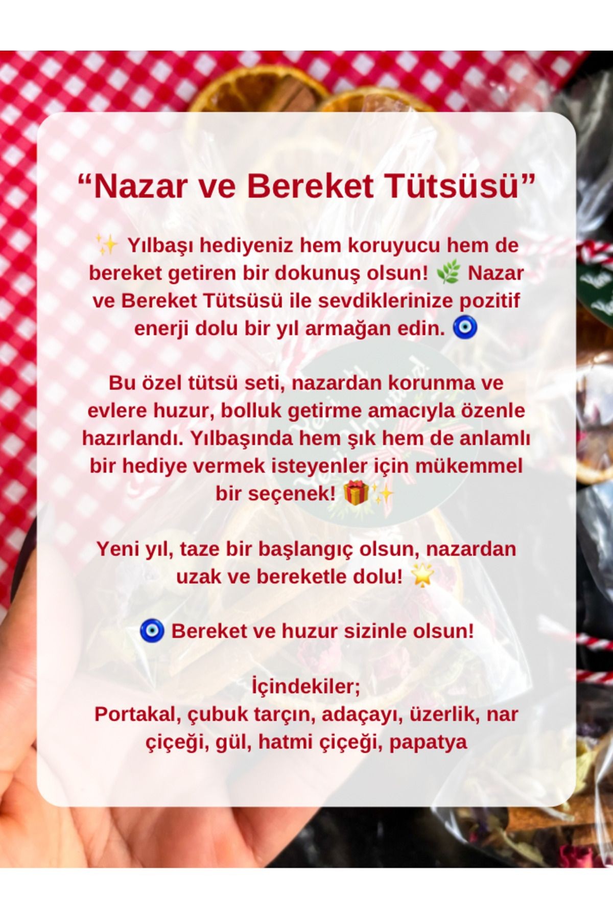 Atolye| 1 adet nazar-bereket arınma tütsüsü, yılbaşı hediyeliği, tütsü karışımı