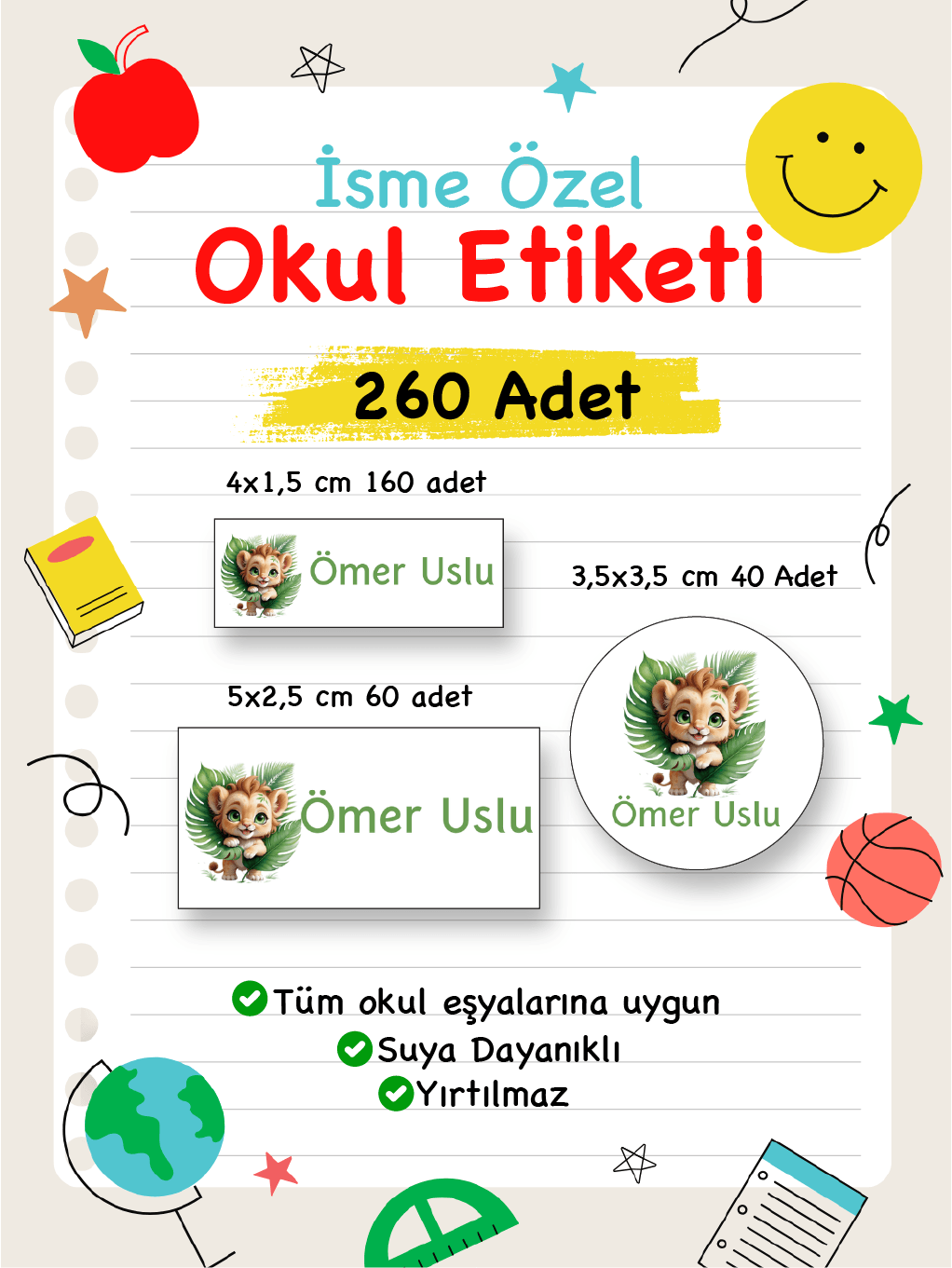 İsme Özel Okul Etiketi-2