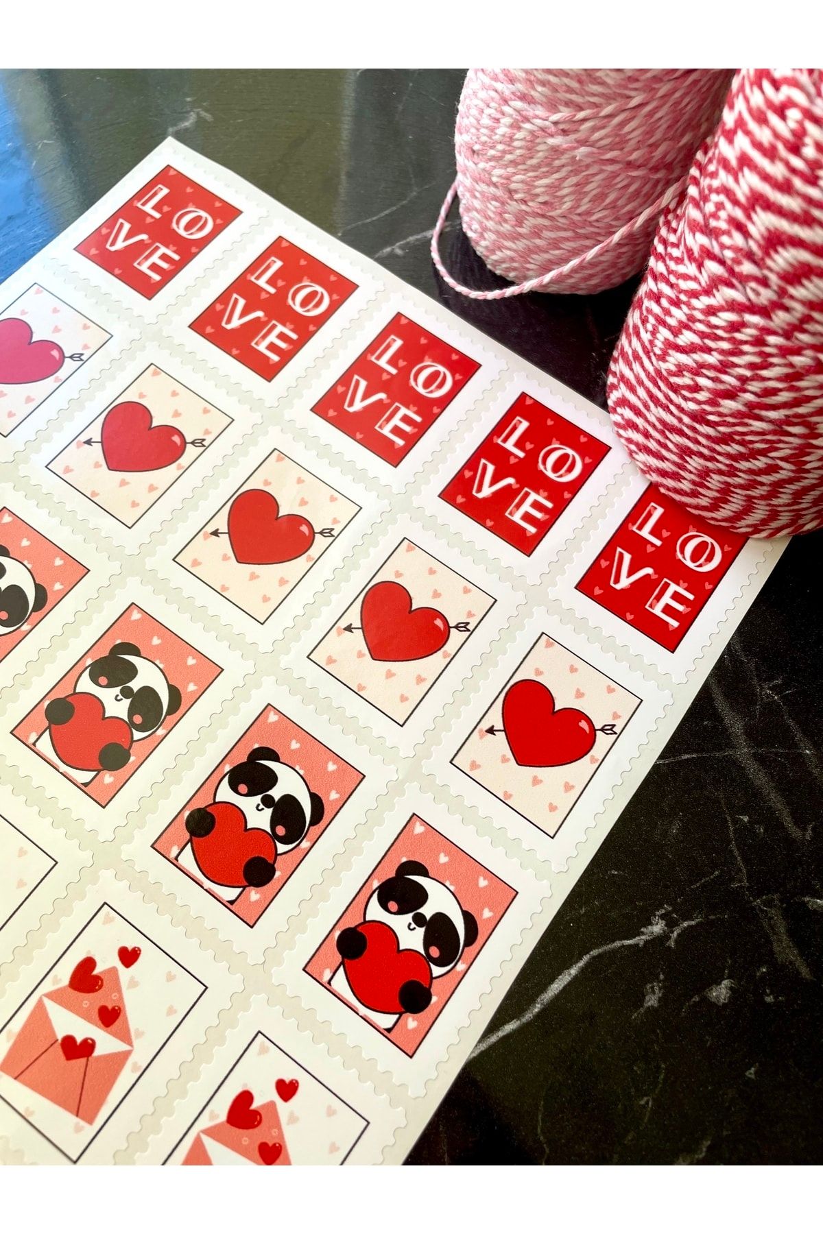 Sevgililer Günü Serisi 35 Adet 5x4 Cm Pul Kesim Sticker Karışık Model