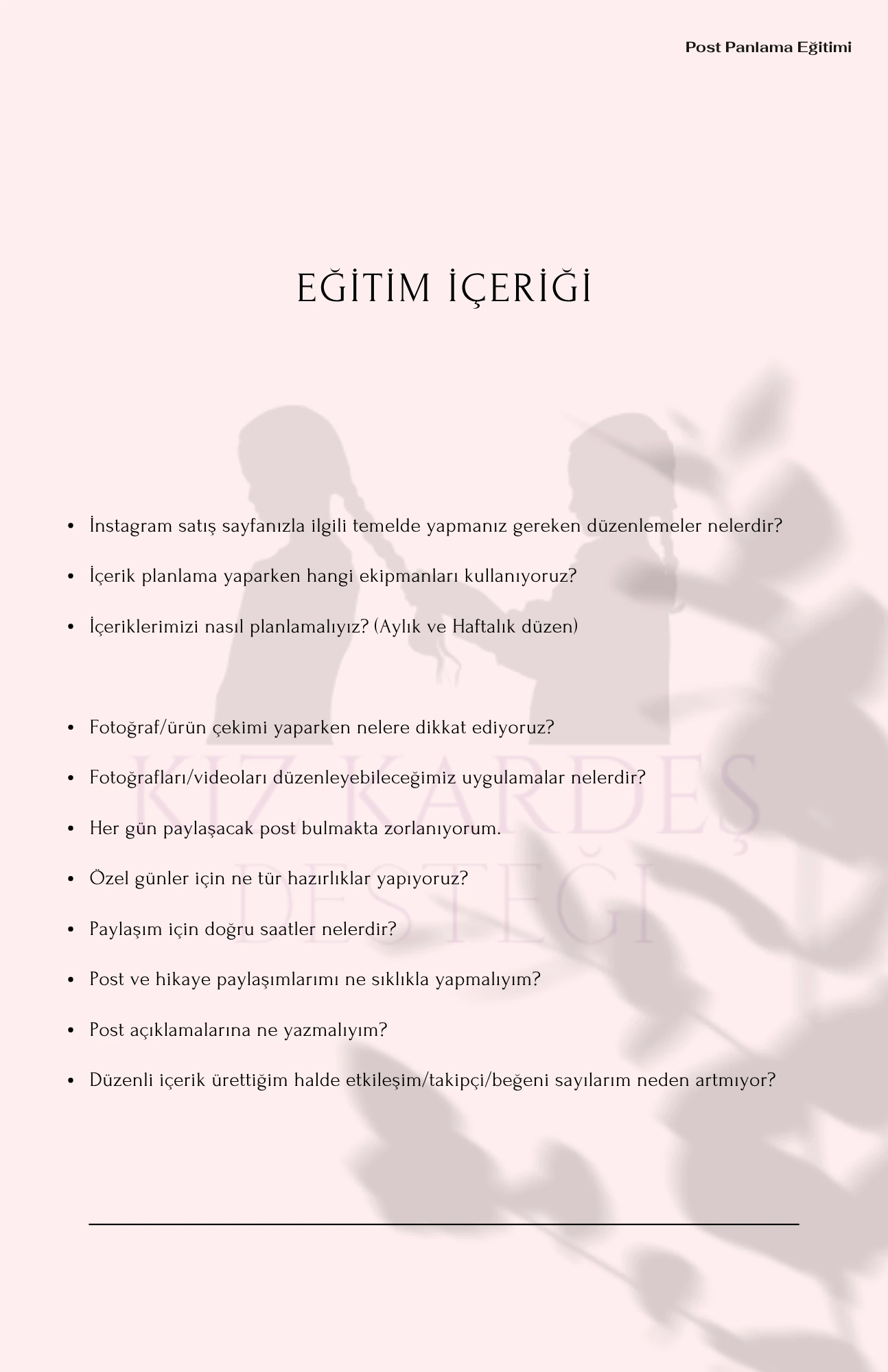 Bire Bir içerik planlama eğitimi