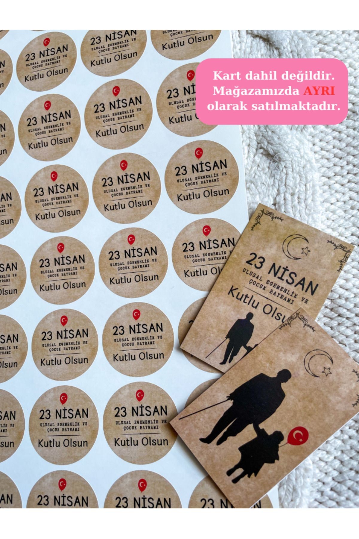 23 Nisan Kraft görünüm sticker 40 adet 4 cm sticker