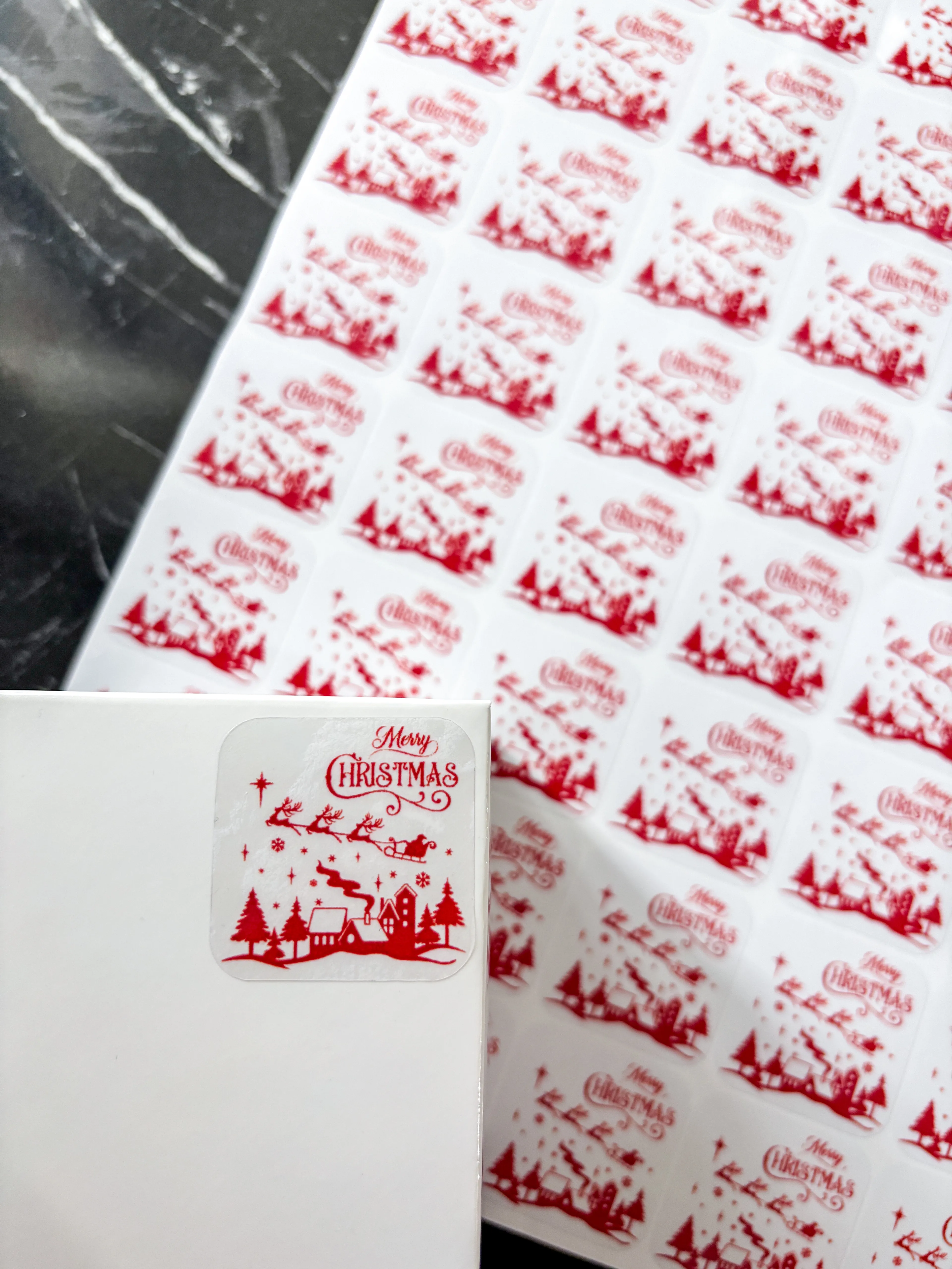 Şeffaf sticker 48 adet 3,5 cm yılbaşı sticker merry christmas sticker 