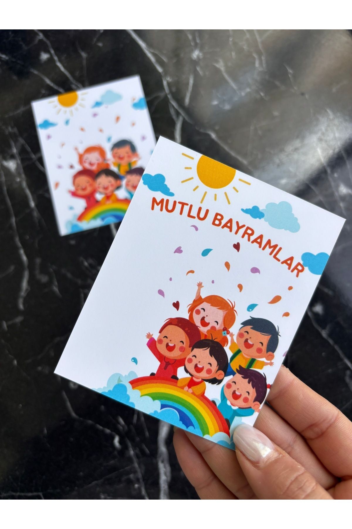 Mutlu bayramlar harçlık kartı 20 adet 10x8 cm hediye kartı, bileklik kartı, çikolata kartı