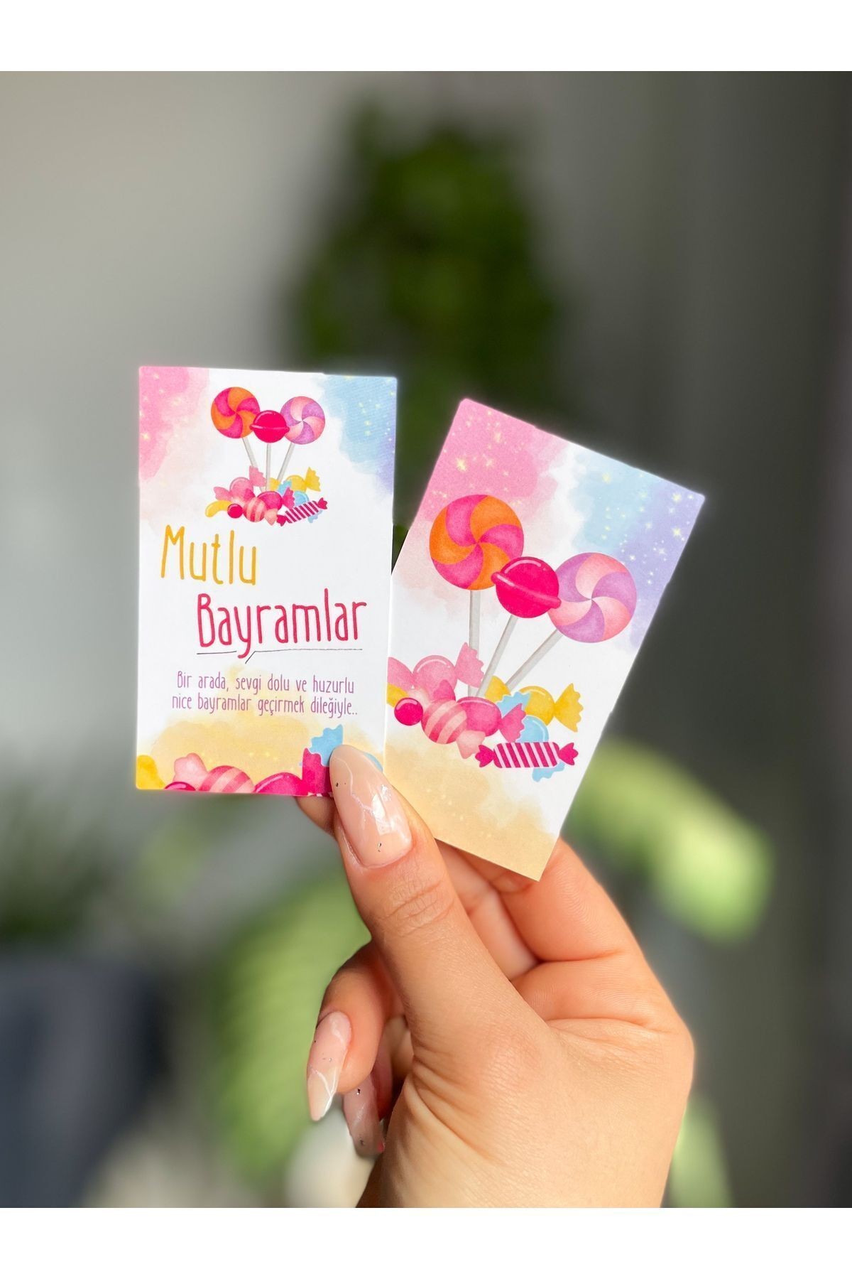 Mutlu Bayramlar Not Kartı 5x8 Cm 30 Adet Teşekkür Kartı, Hediye Kartı, Ramazan Bayramı Hediyeliği