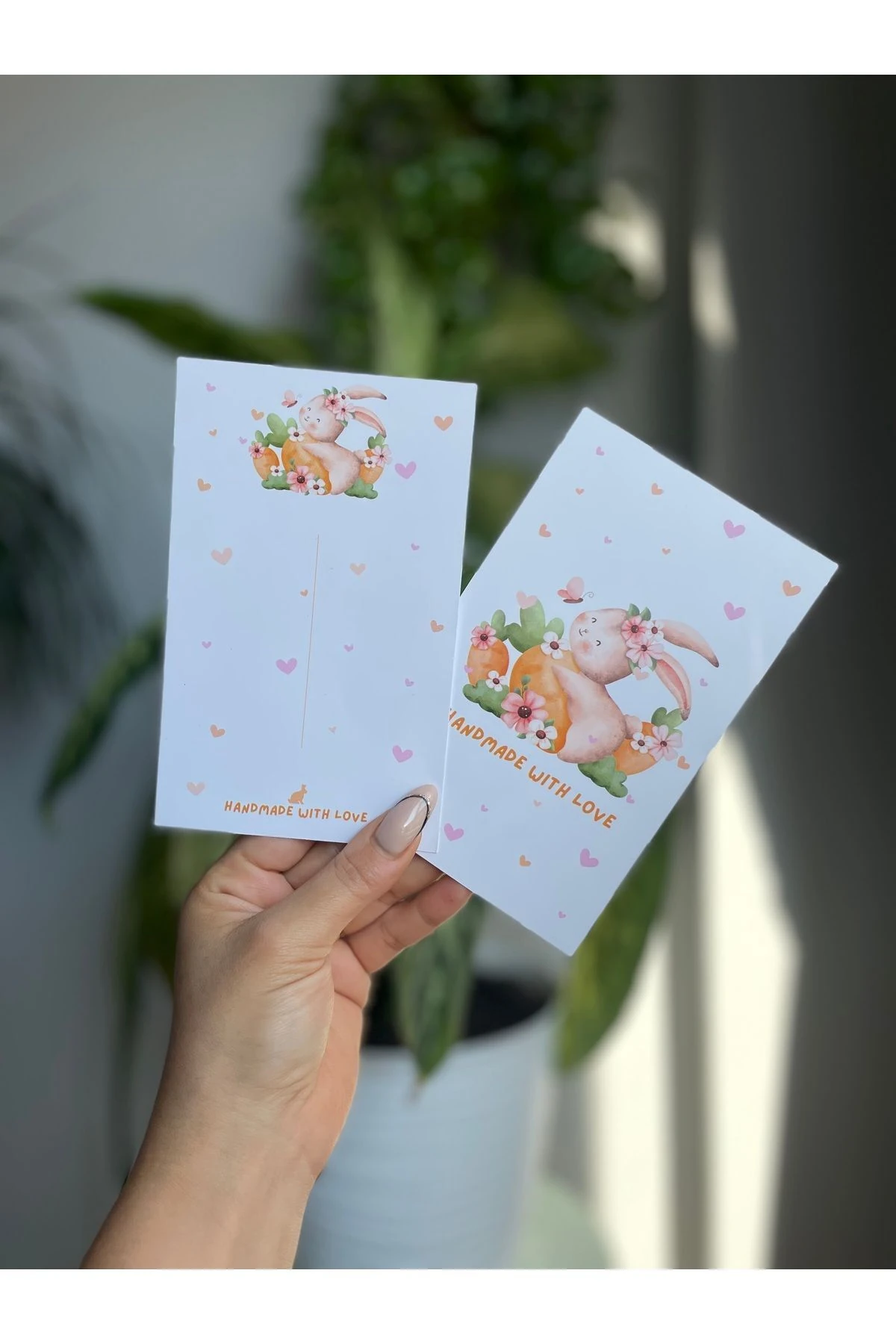 Toka Kartı 9,5x15 cm Cm 20 Adet tavşan Toka Kartı, not kartı bileklik kartı takı kartı